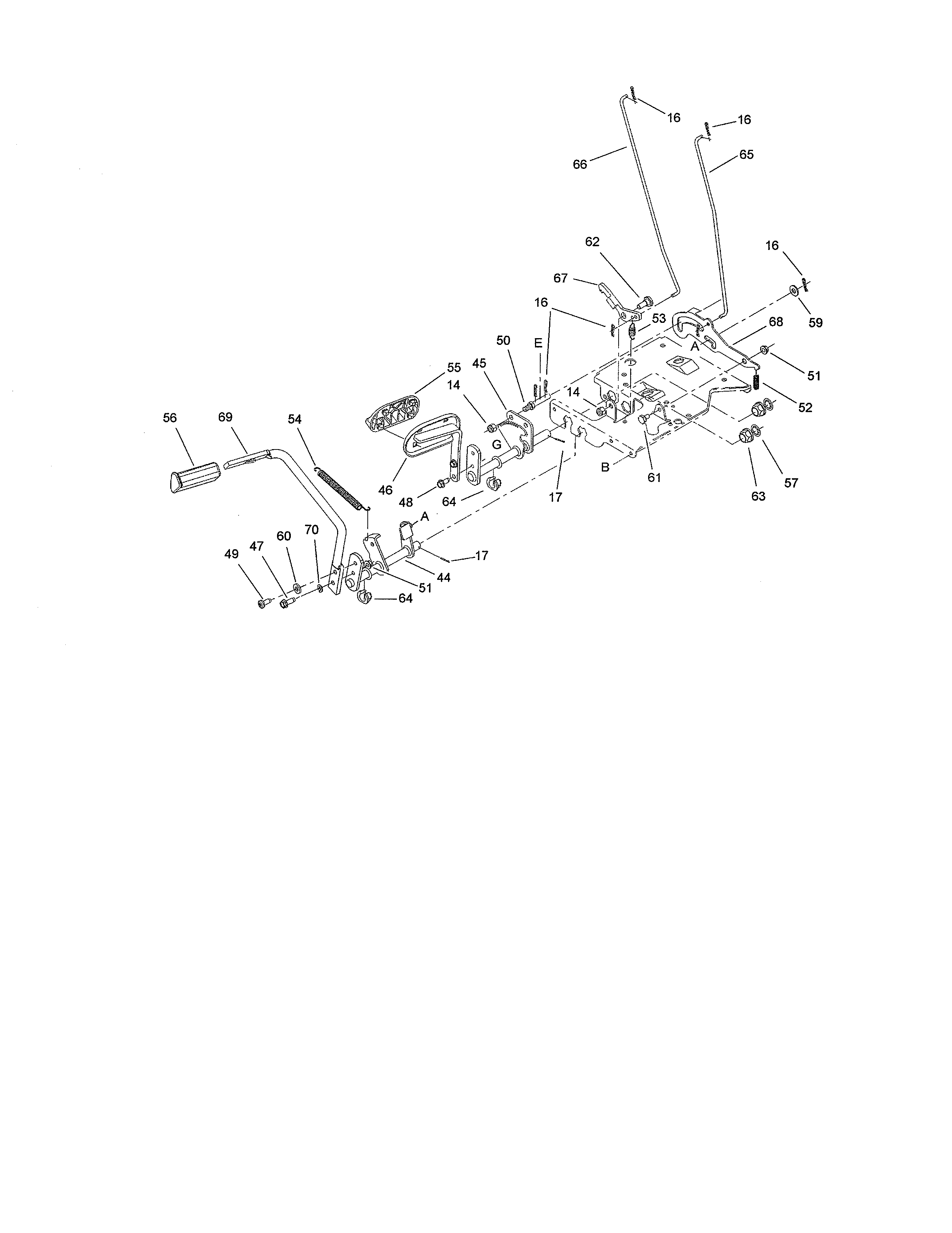 Toro 13AX60RG744 (1L215B10000 AND UP) brake/traction pedal diagram