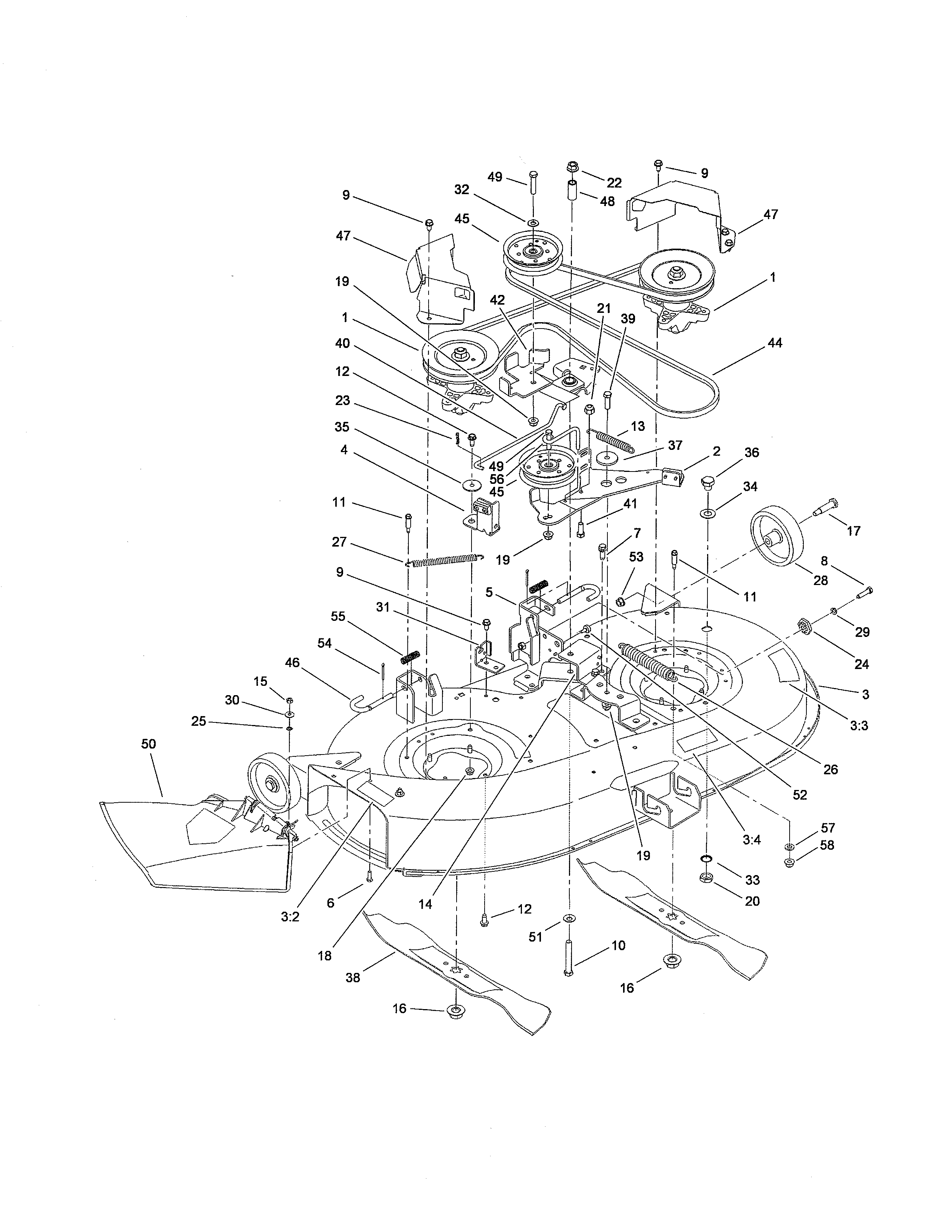 Toro 13AX60RG744 (1L215B10000 AND UP) deck diagram