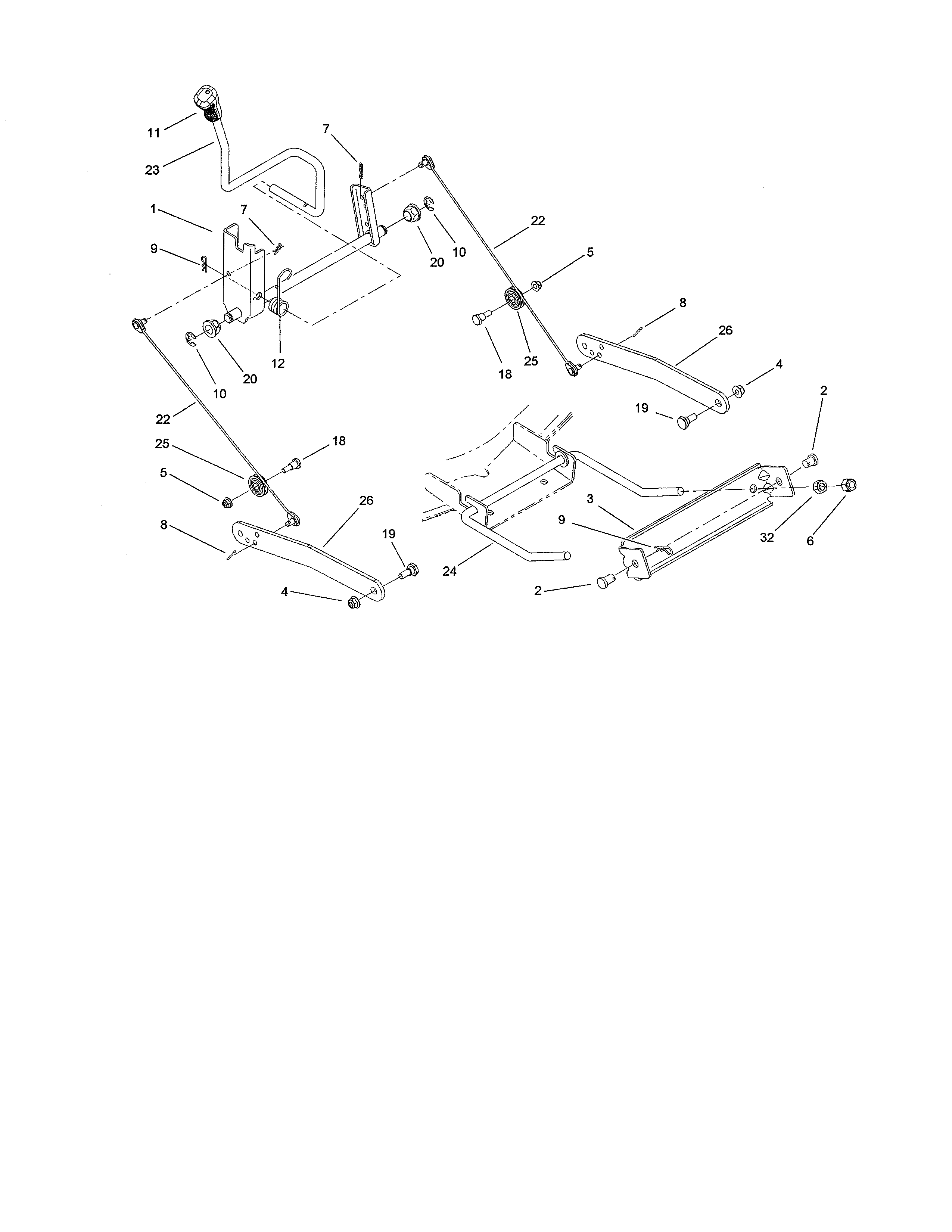 Toro 13AX60RH744 (1A056B50000 AND UP) deck lift arm diagram