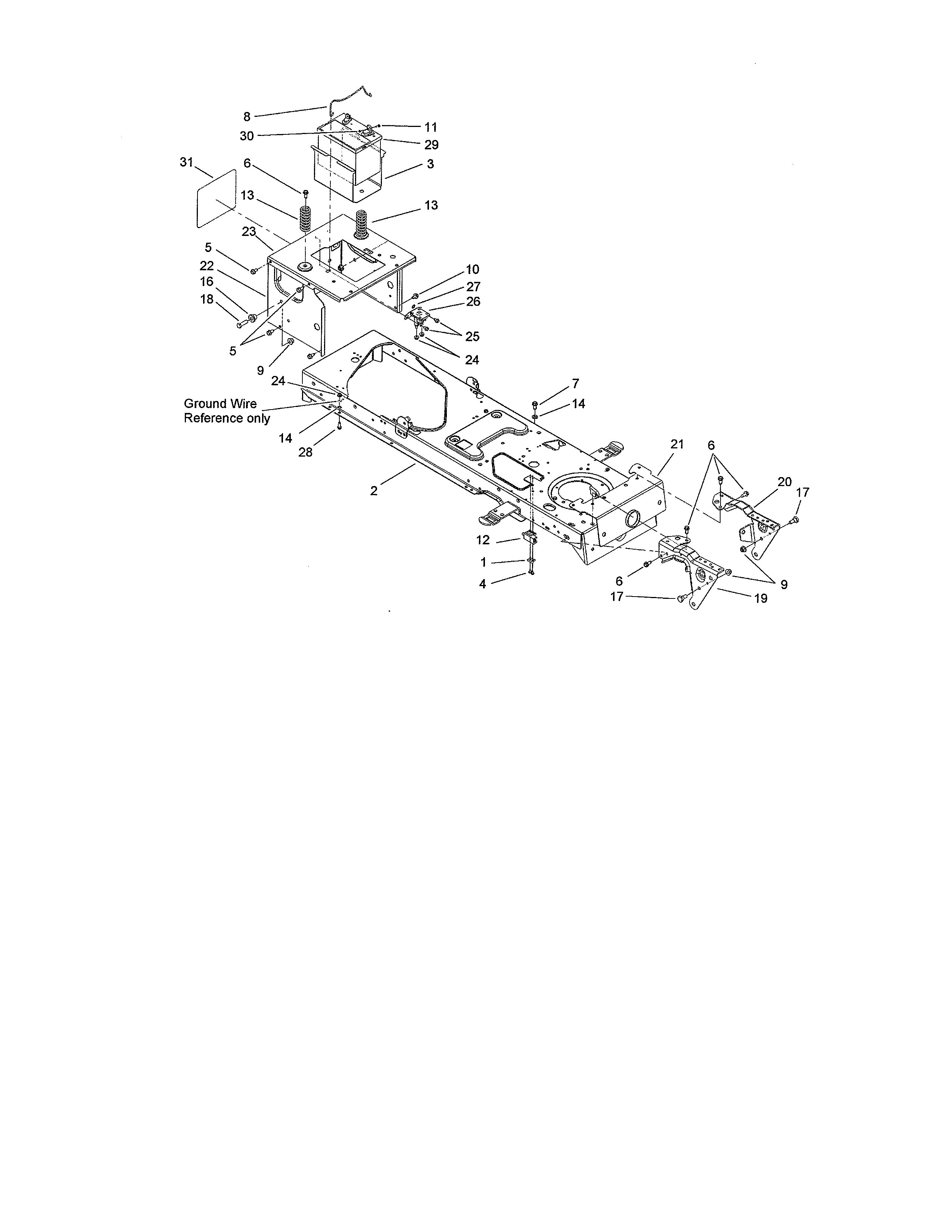 Toro 13AX60RH744 (1A056B50000 AND UP) frame/battery diagram