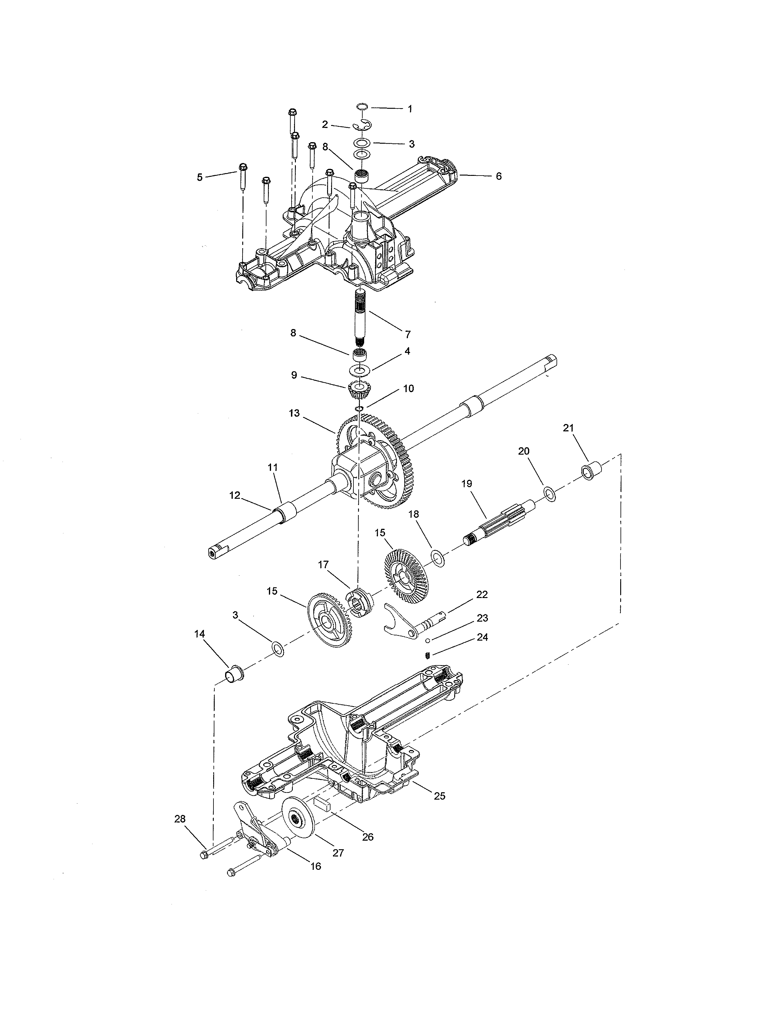Toro 13AX60RH744 (1A056B50000 AND UP) single speed transmission diagram