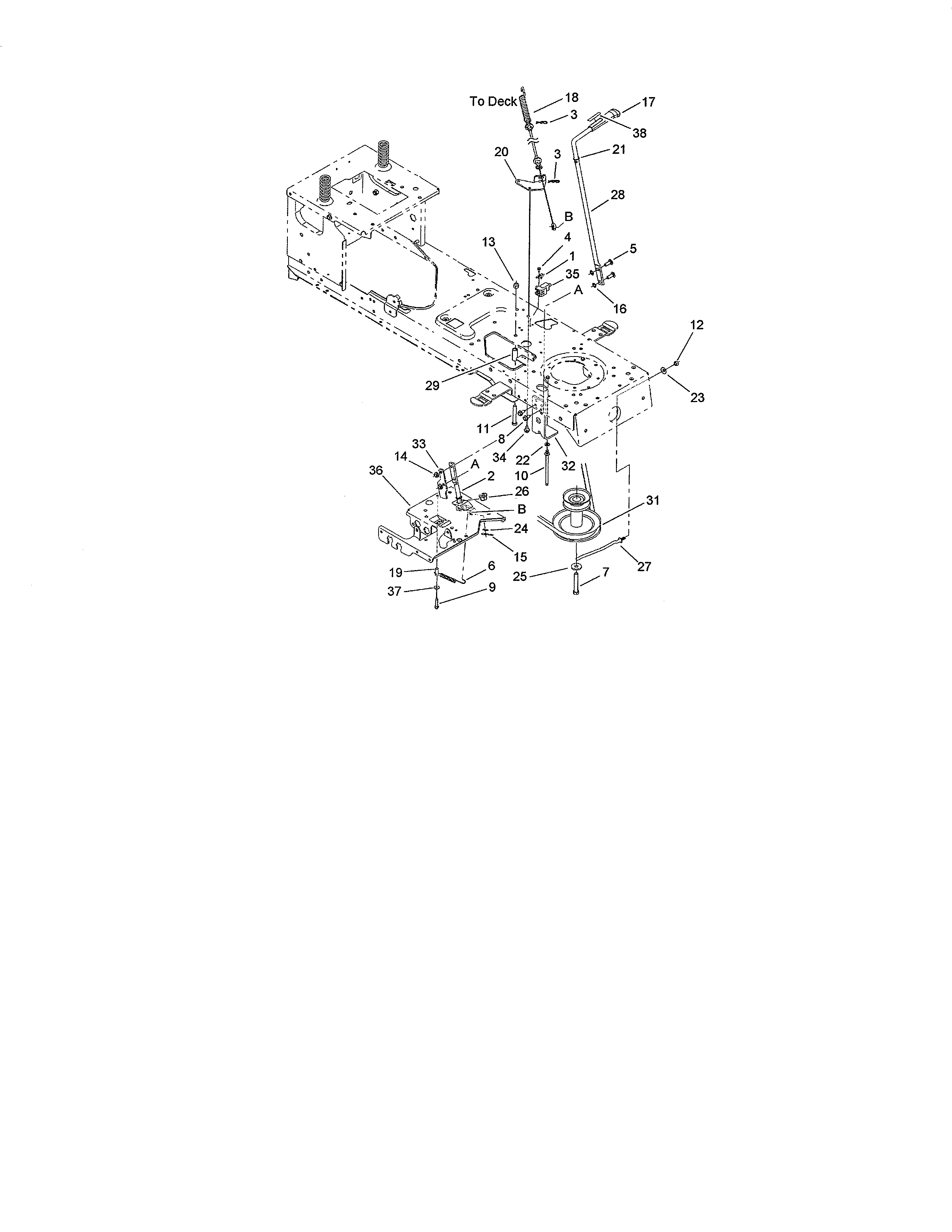 Toro 13AX60RH744 (1A056B50000 AND UP) pto engage assembly diagram