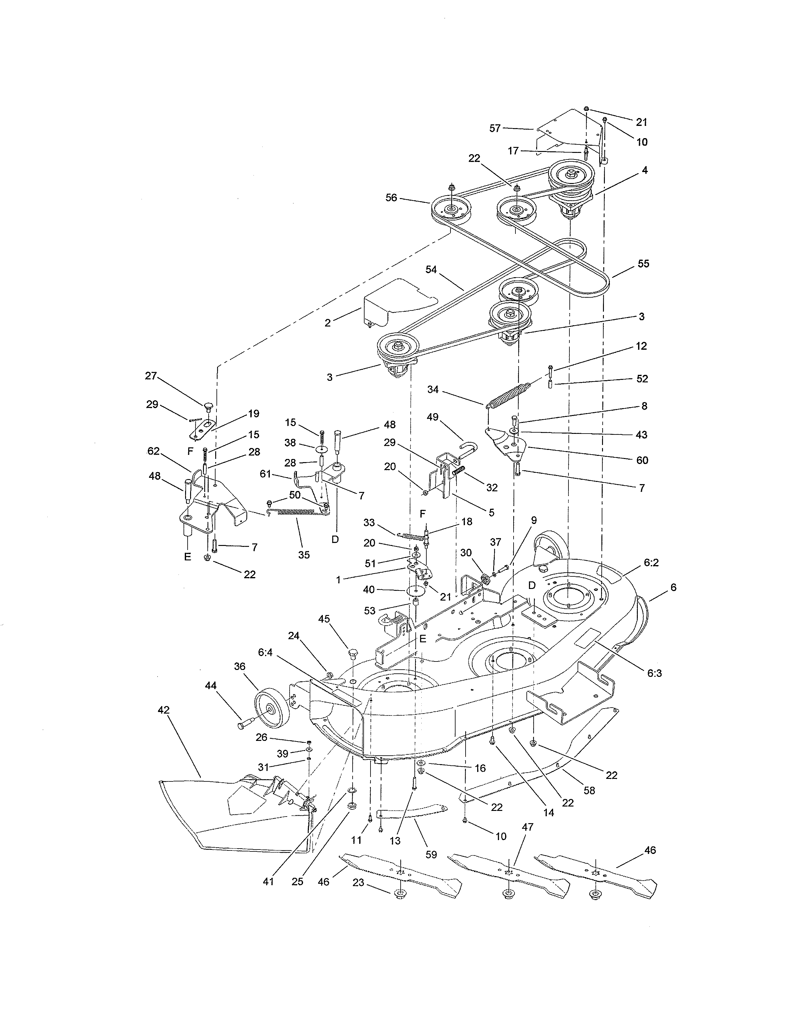 Toro 13AX60RH744 (1A056B50000 AND UP) deck assembly diagram
