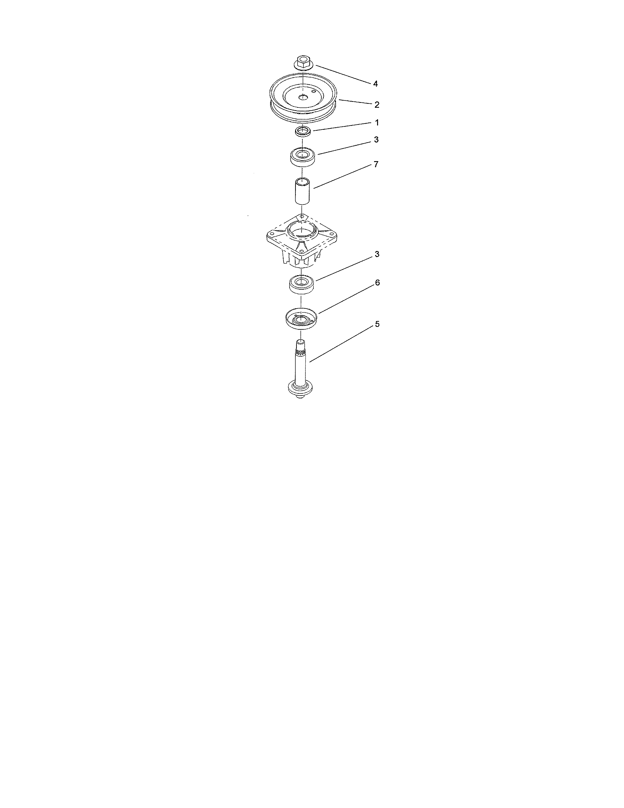 Toro 13AX60RH744 (1A056B50000 AND UP) single pulley spindle assembly diagram