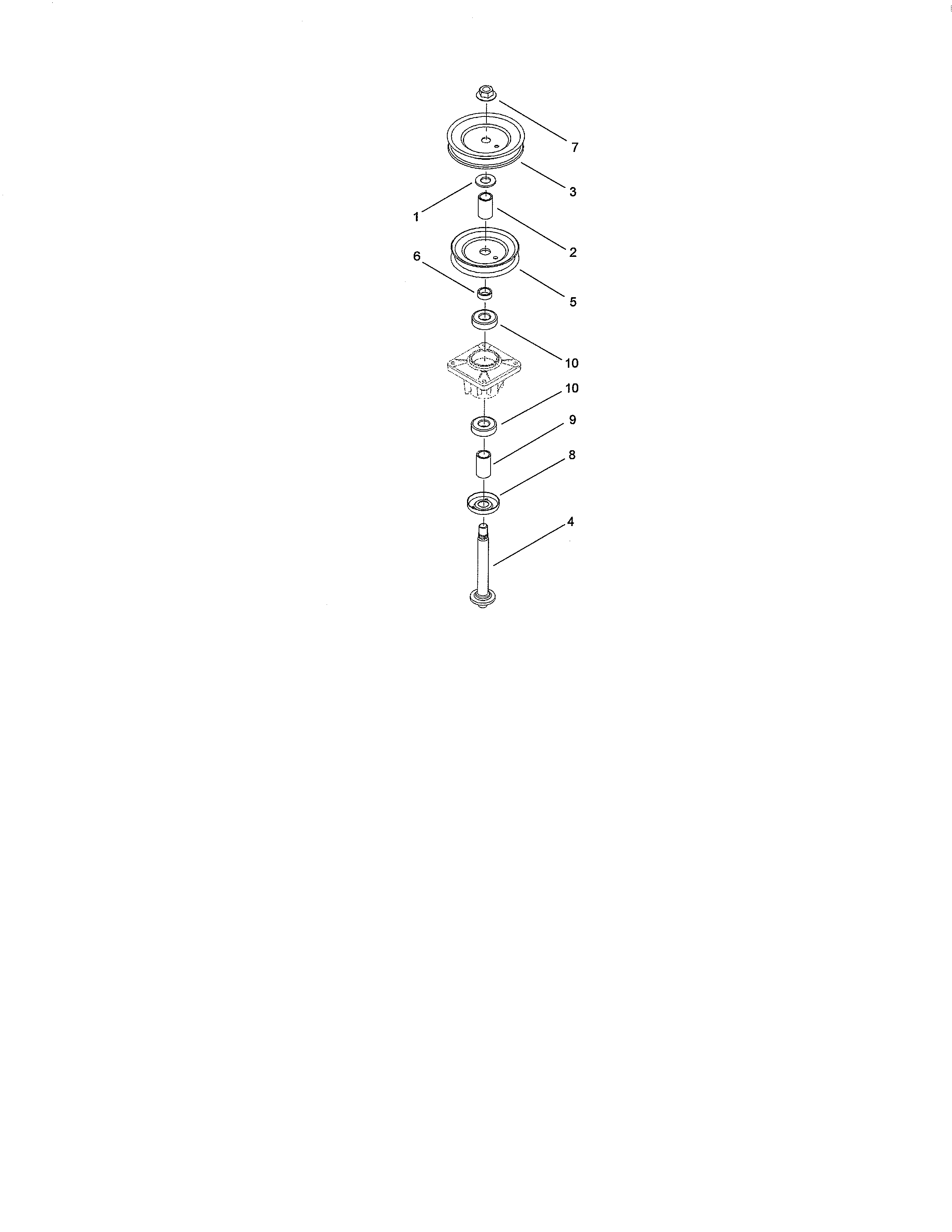 Toro 13AX60RH744 (1A056B50000 AND UP) double pulley spindle assembly diagram