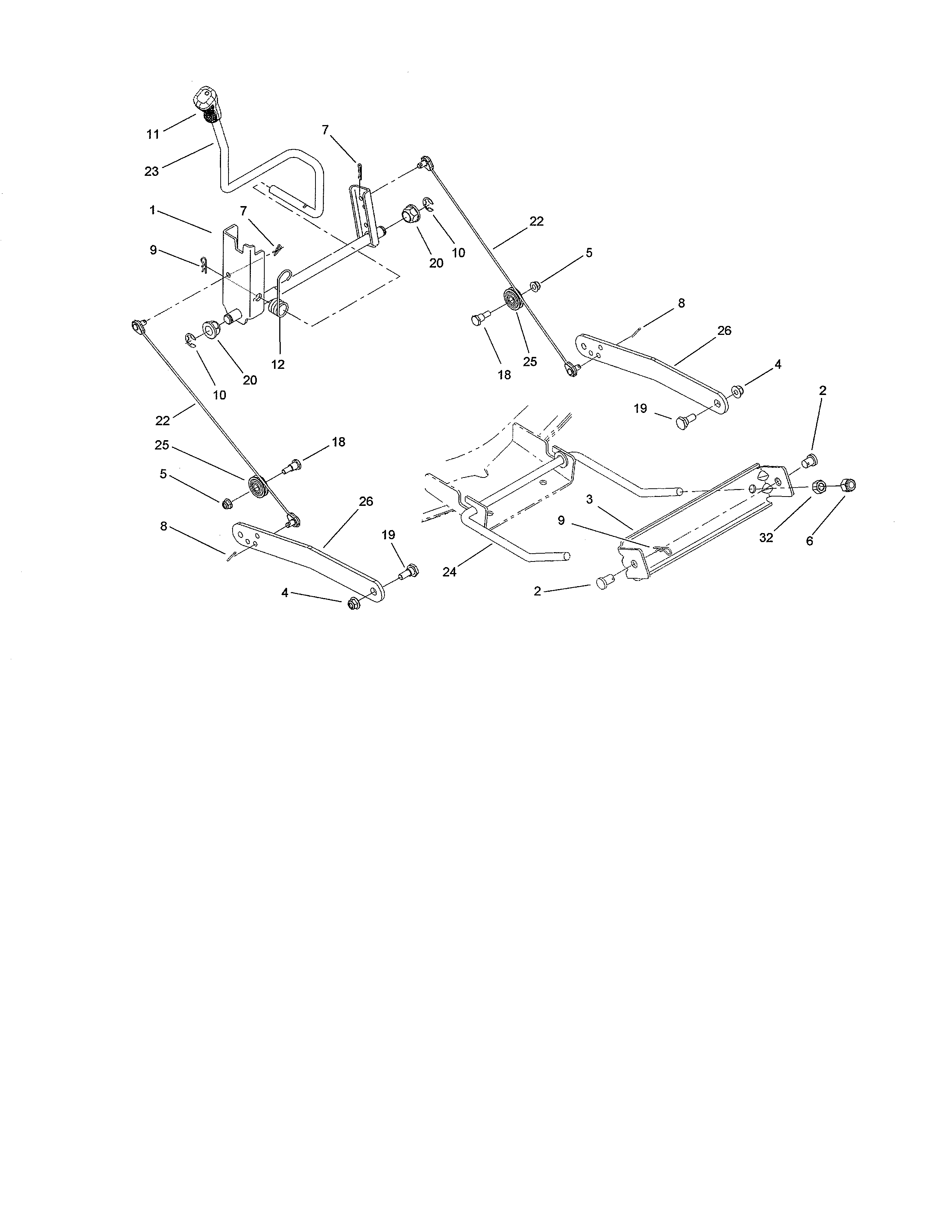 Toro 13AP60RP744 (1A096B50000 AND UP) deck lift arm diagram
