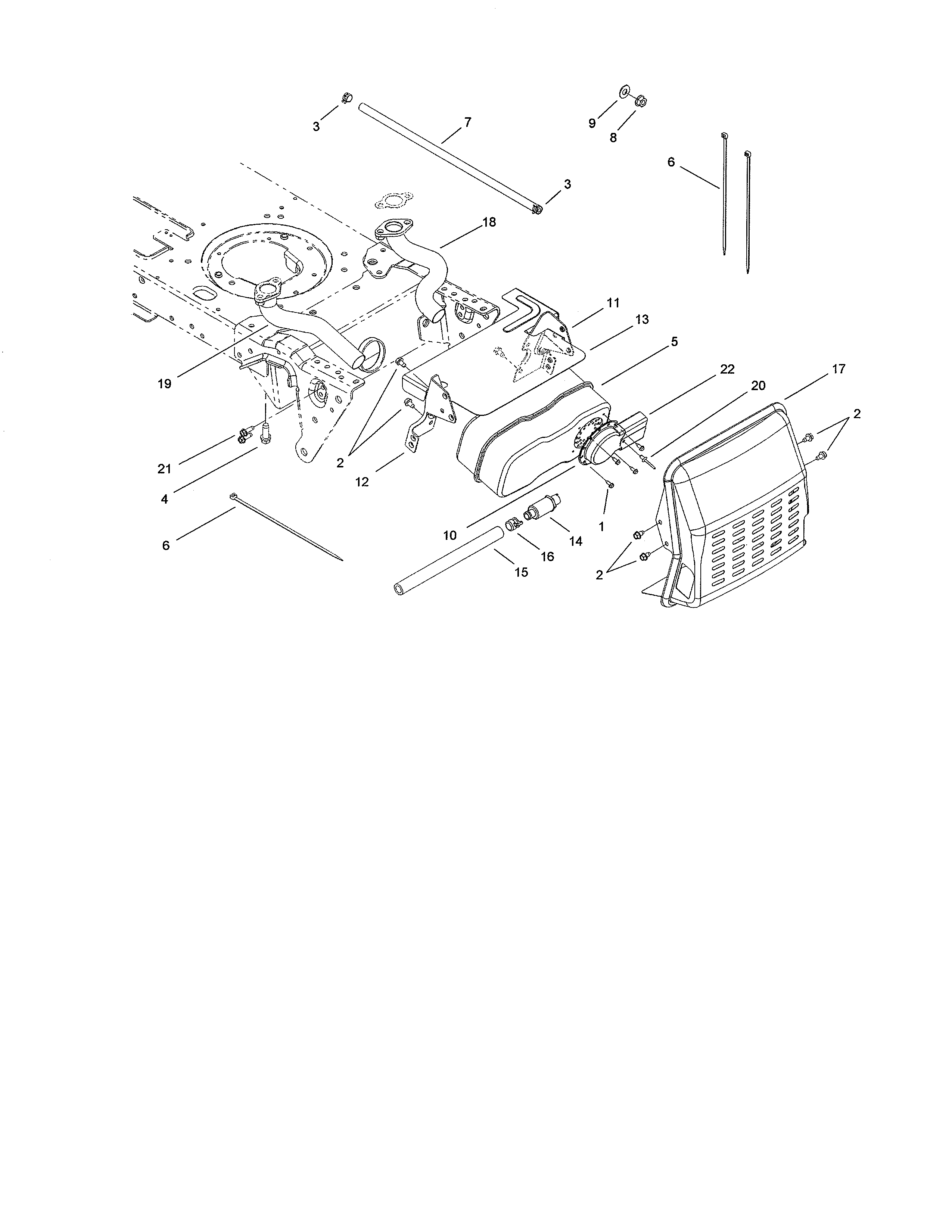 Toro 13AP60RP744 (1A096B50000 AND UP) muffler assembly diagram
