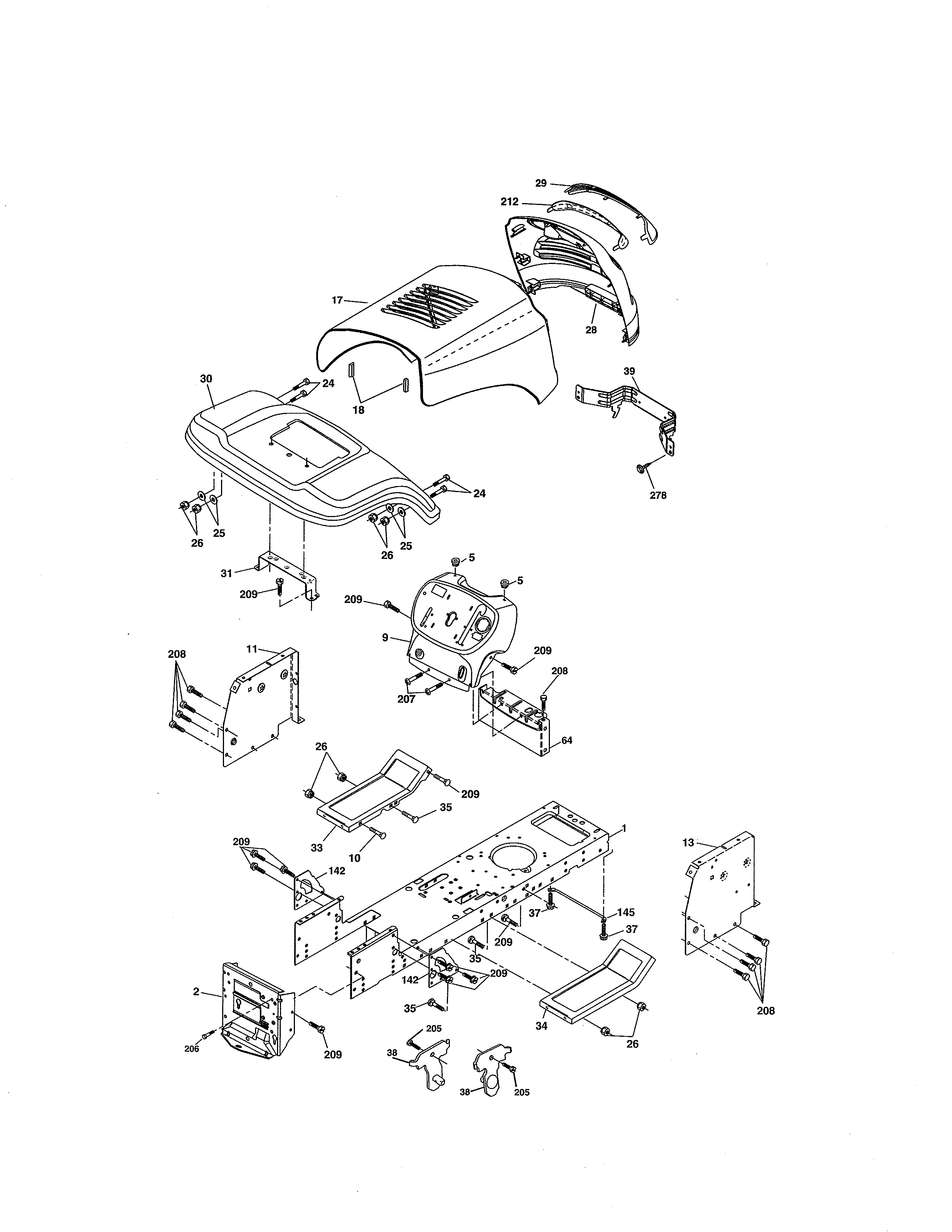 Poulan 96016001800 chassis diagram