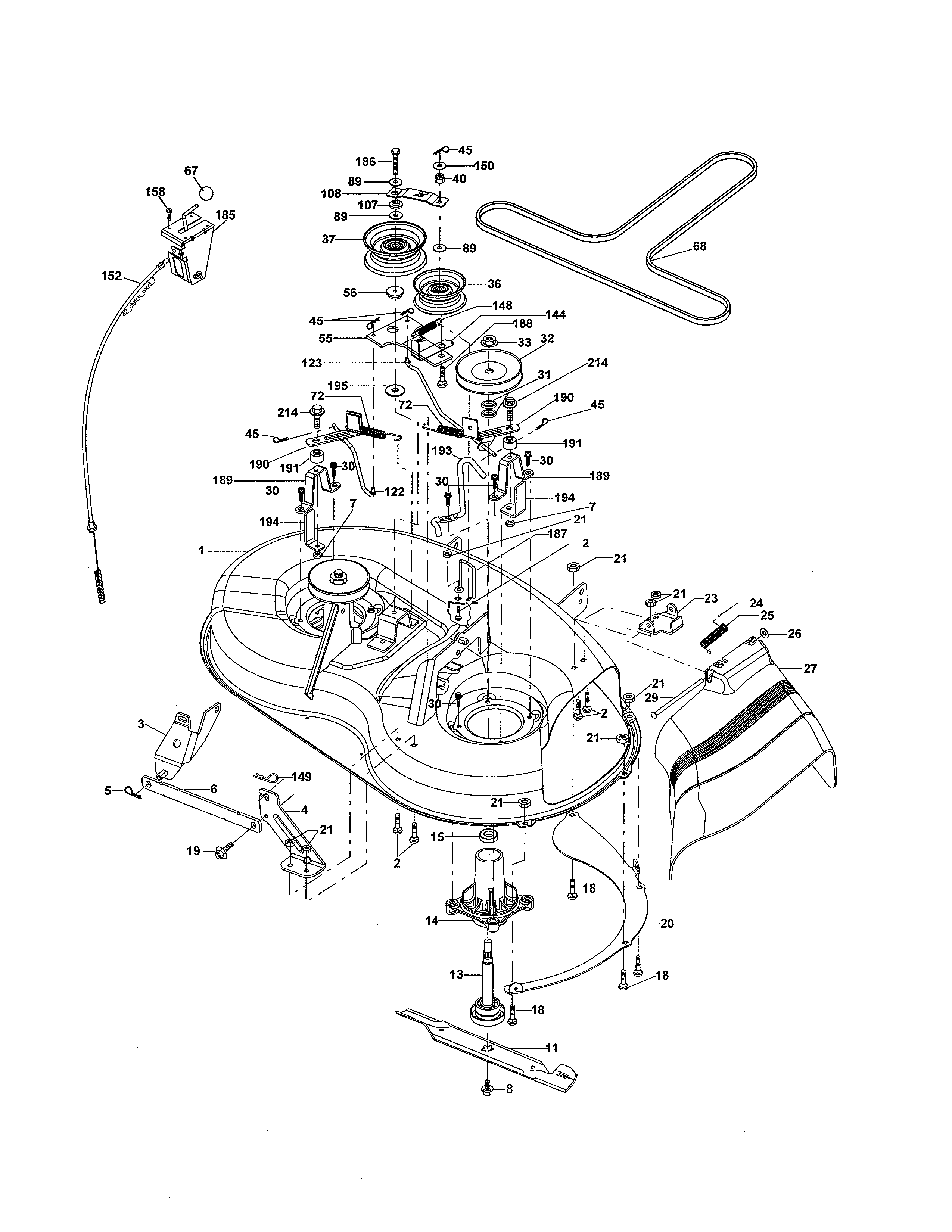 Poulan 96016001800 mower deck diagram