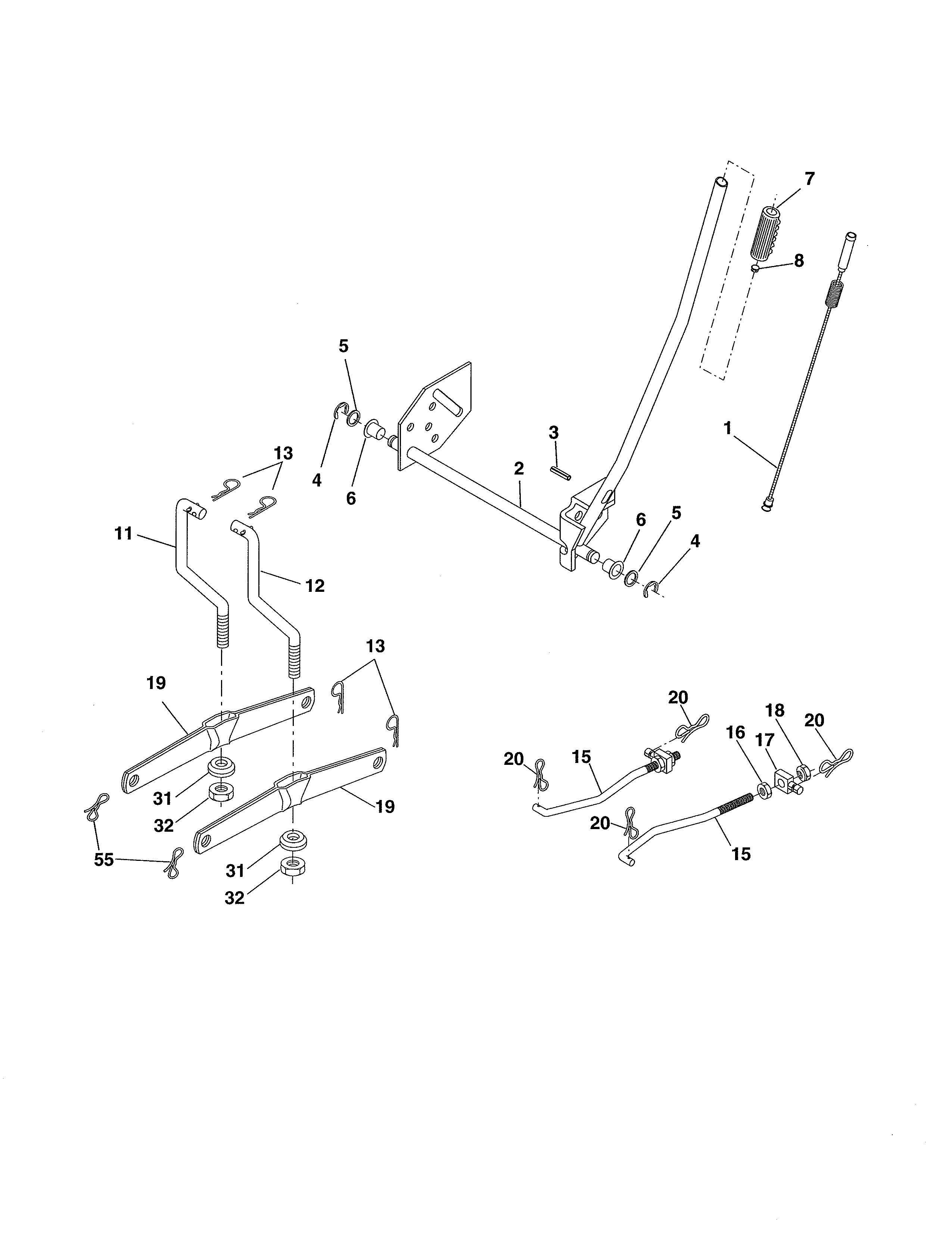 Poulan 96016001800 mower lift diagram