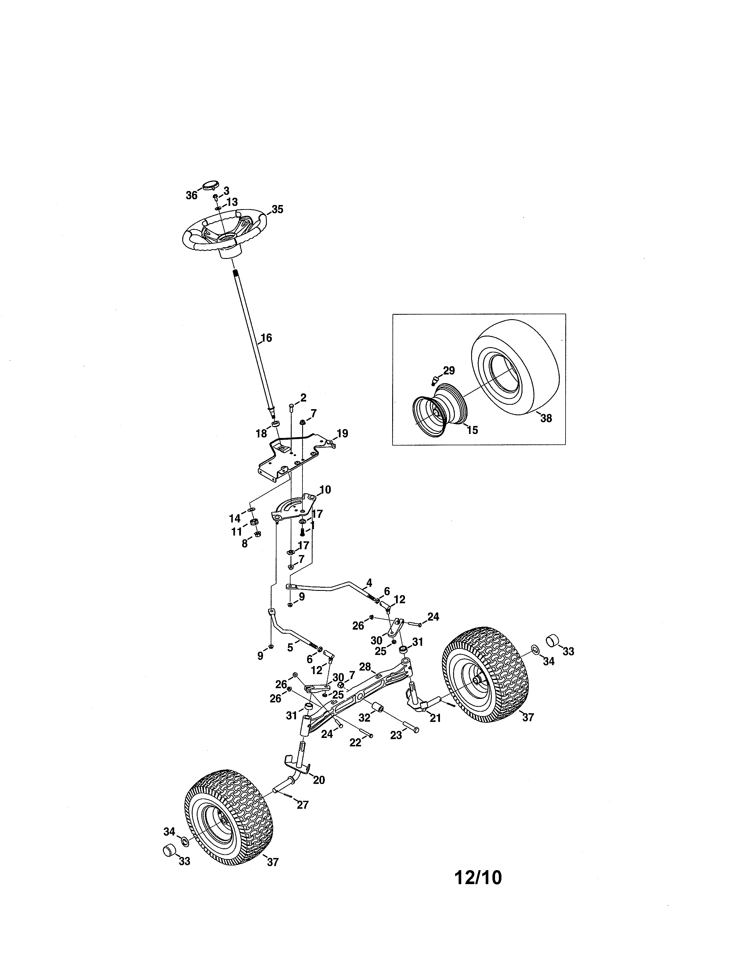 MTD 13AR91PT099 steering/axle diagram