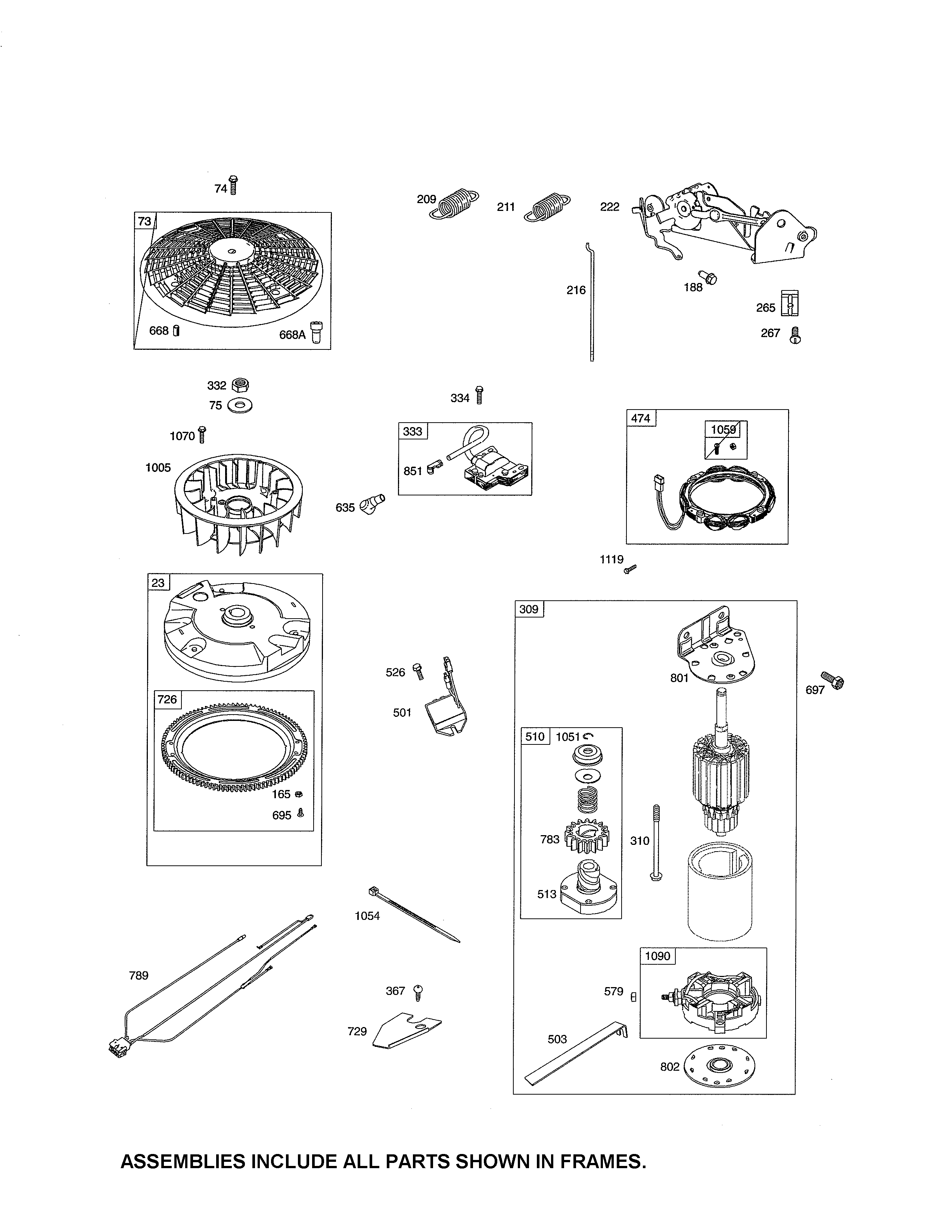 Craftsman 247288881 motor-starter/flywheel diagram