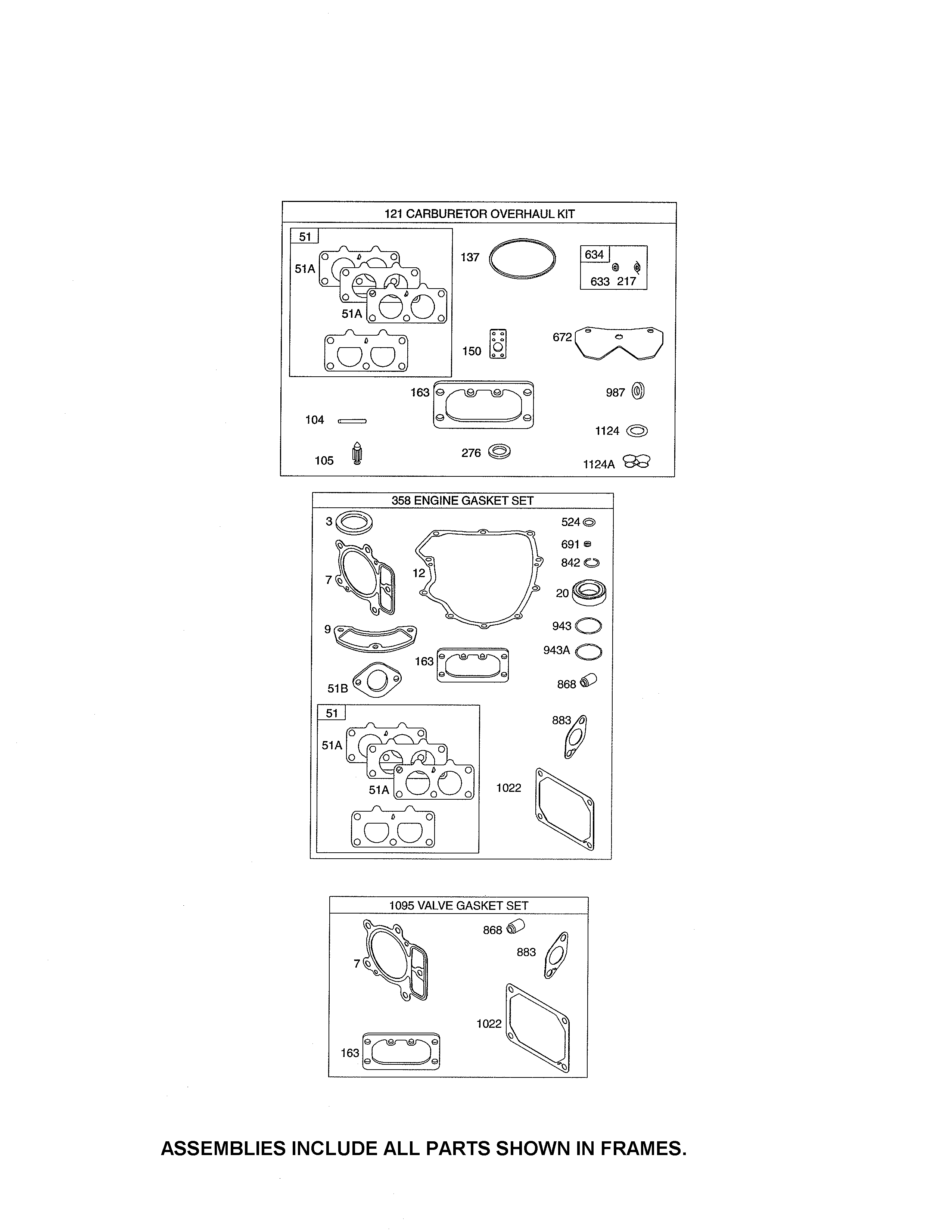 Craftsman 247288881 gasket sets diagram