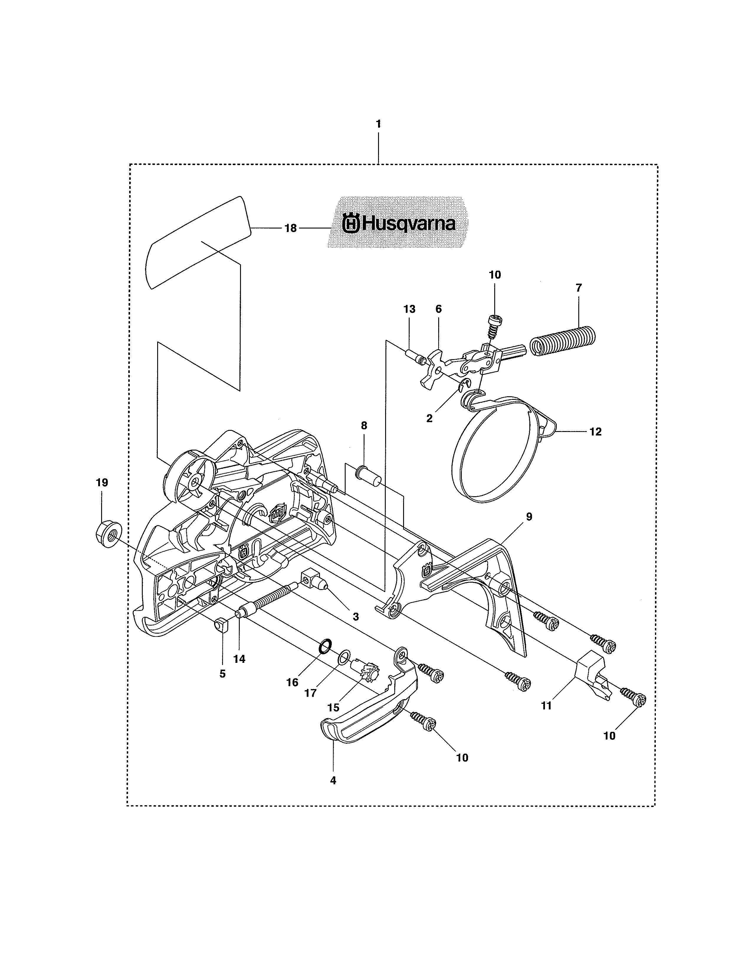Husqvarna 440E chain break/clutch cover 435 diagram