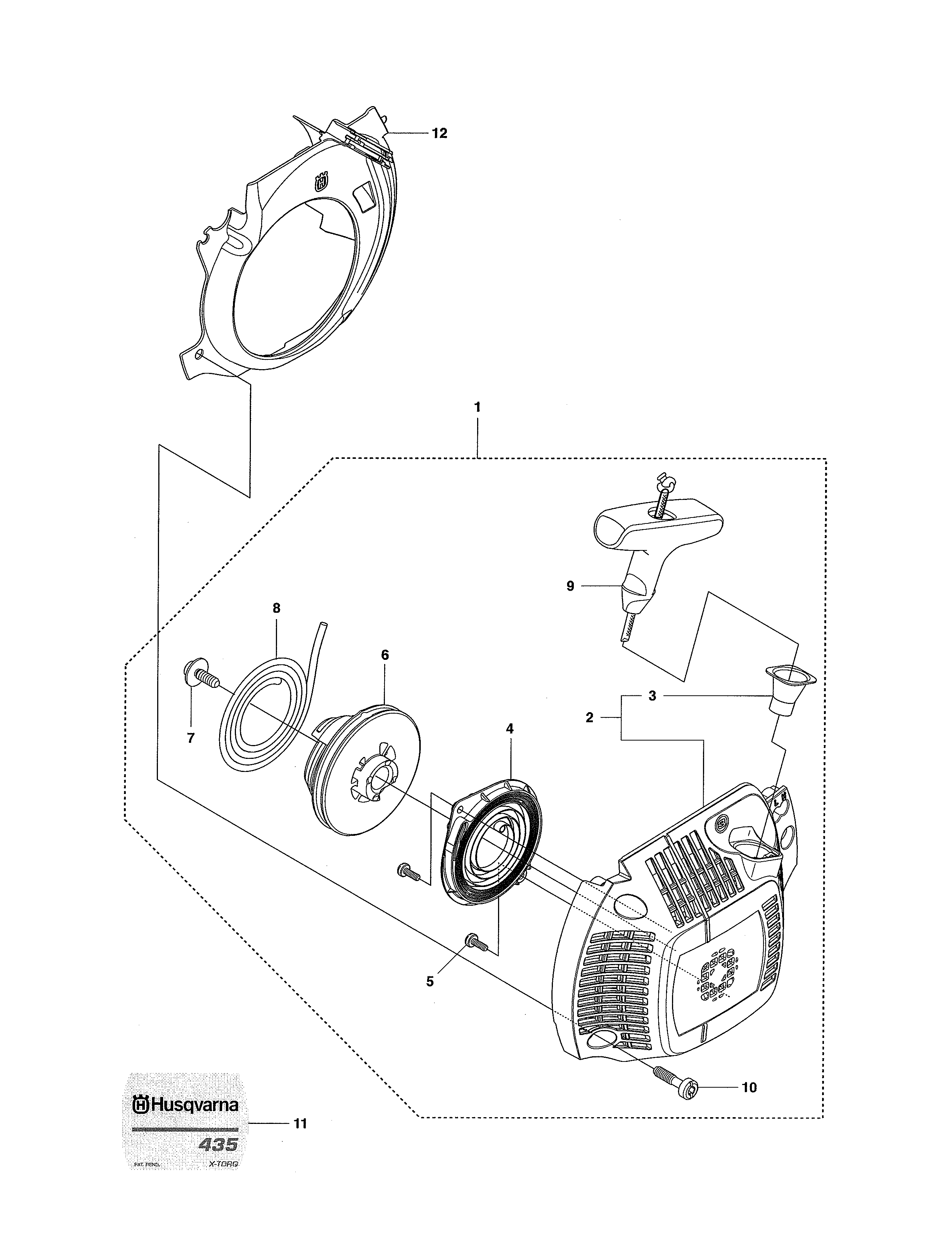 Husqvarna 440E starter 435 diagram