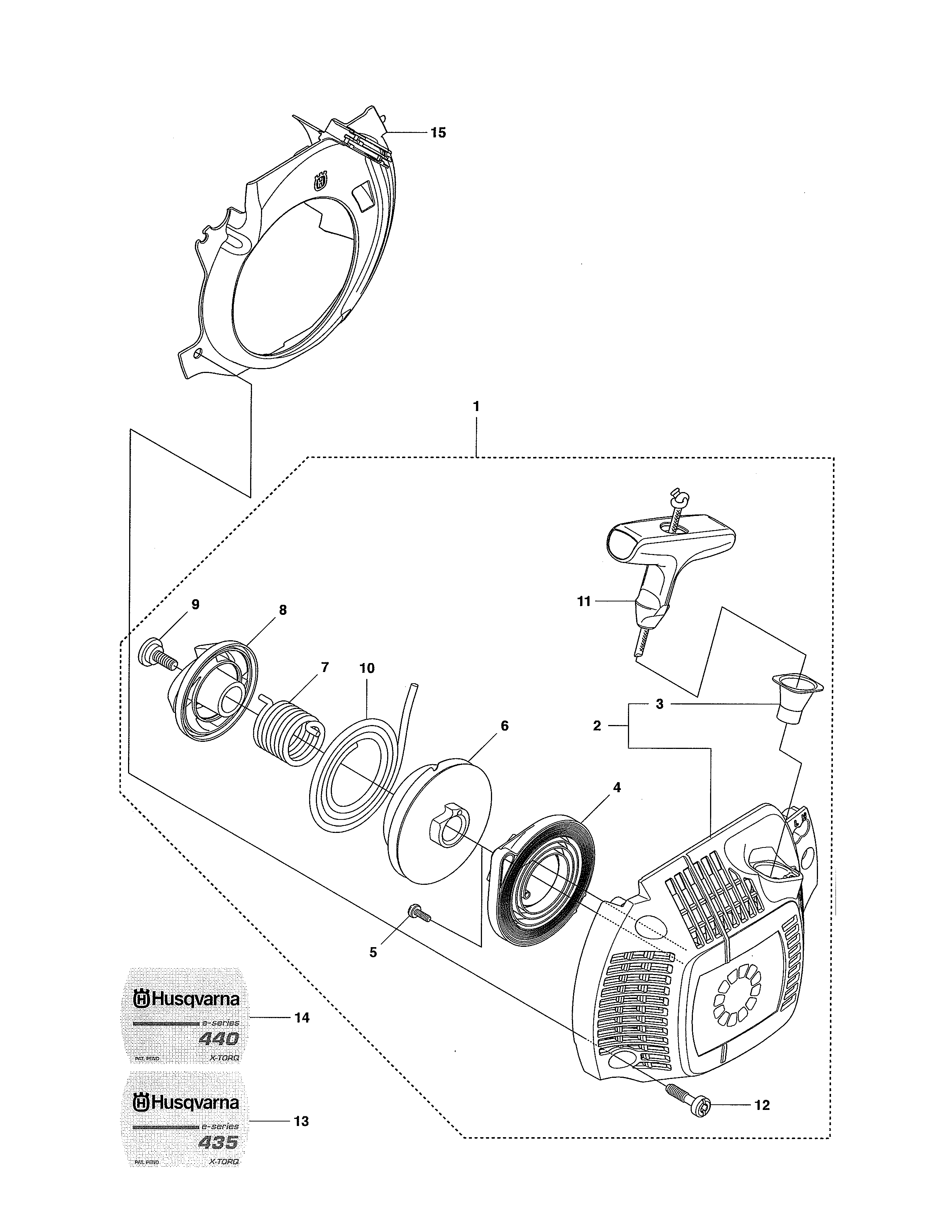 Husqvarna 440E starter 435e, 440e diagram