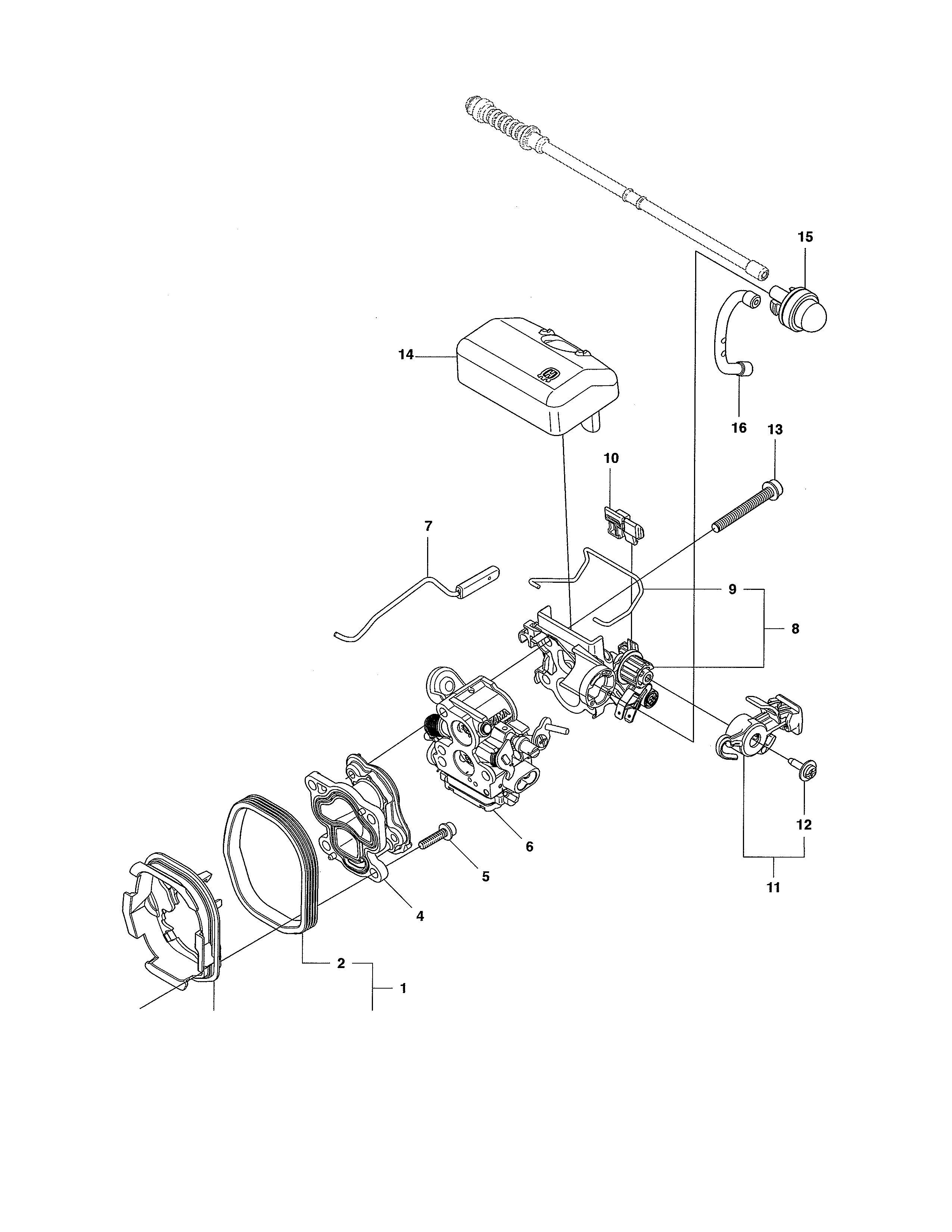 Husqvarna 440E carburetor/air filter 435,435e,440e diagram
