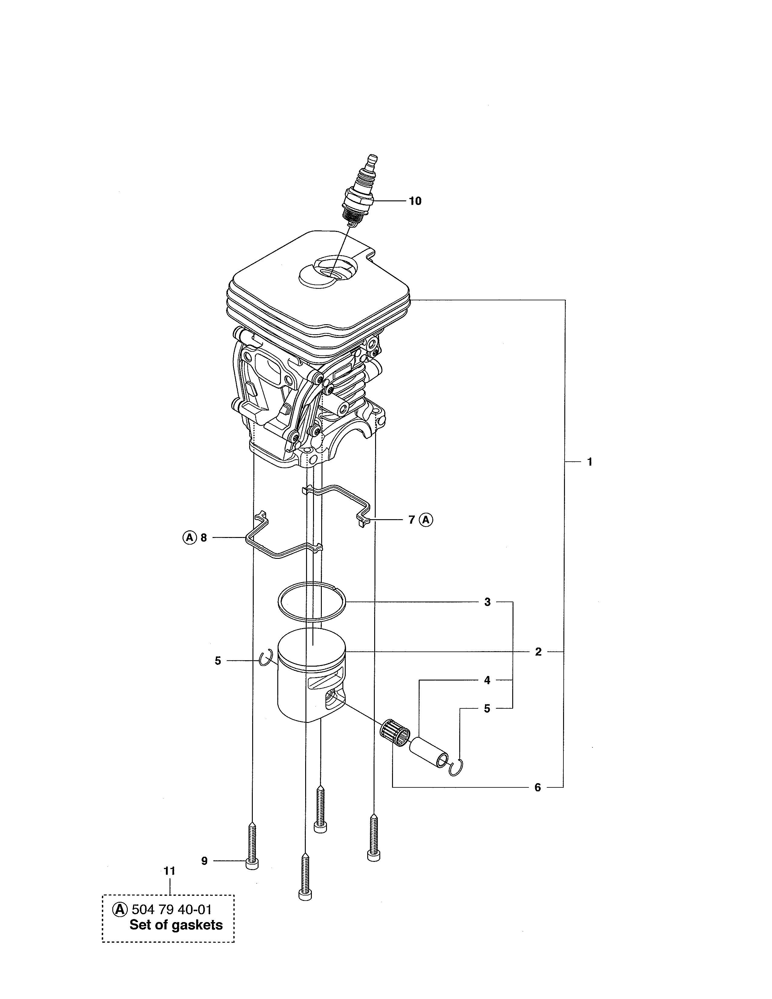 Husqvarna 440E cylinder piston 435, 435e diagram