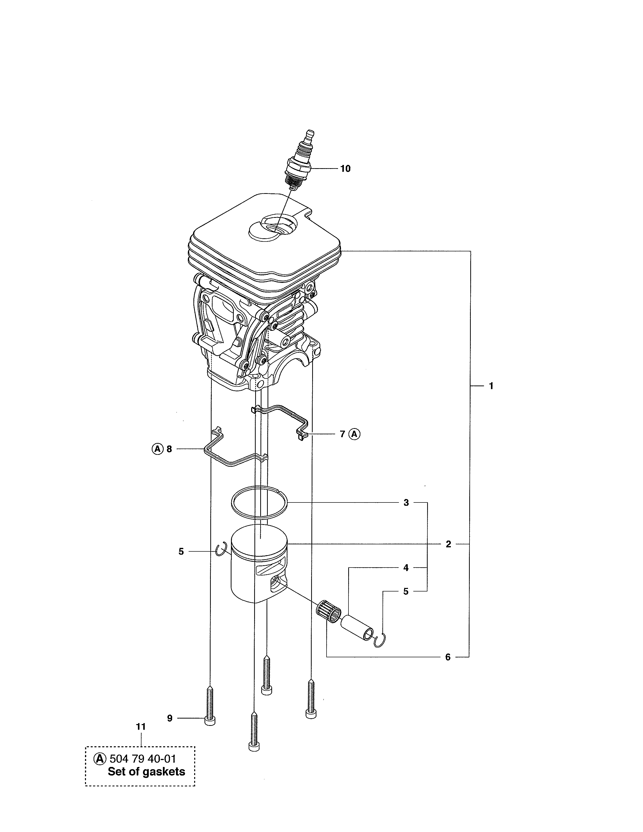 Husqvarna 440E cylinder piston 440e diagram