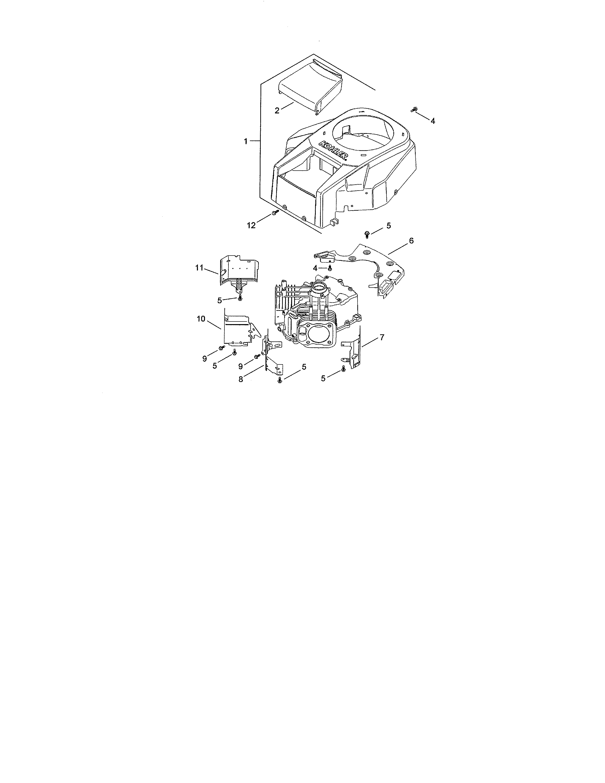 Toro 13AP60RP744 (1A096B50000 AND UP) blower housing / baffle assembly diagram