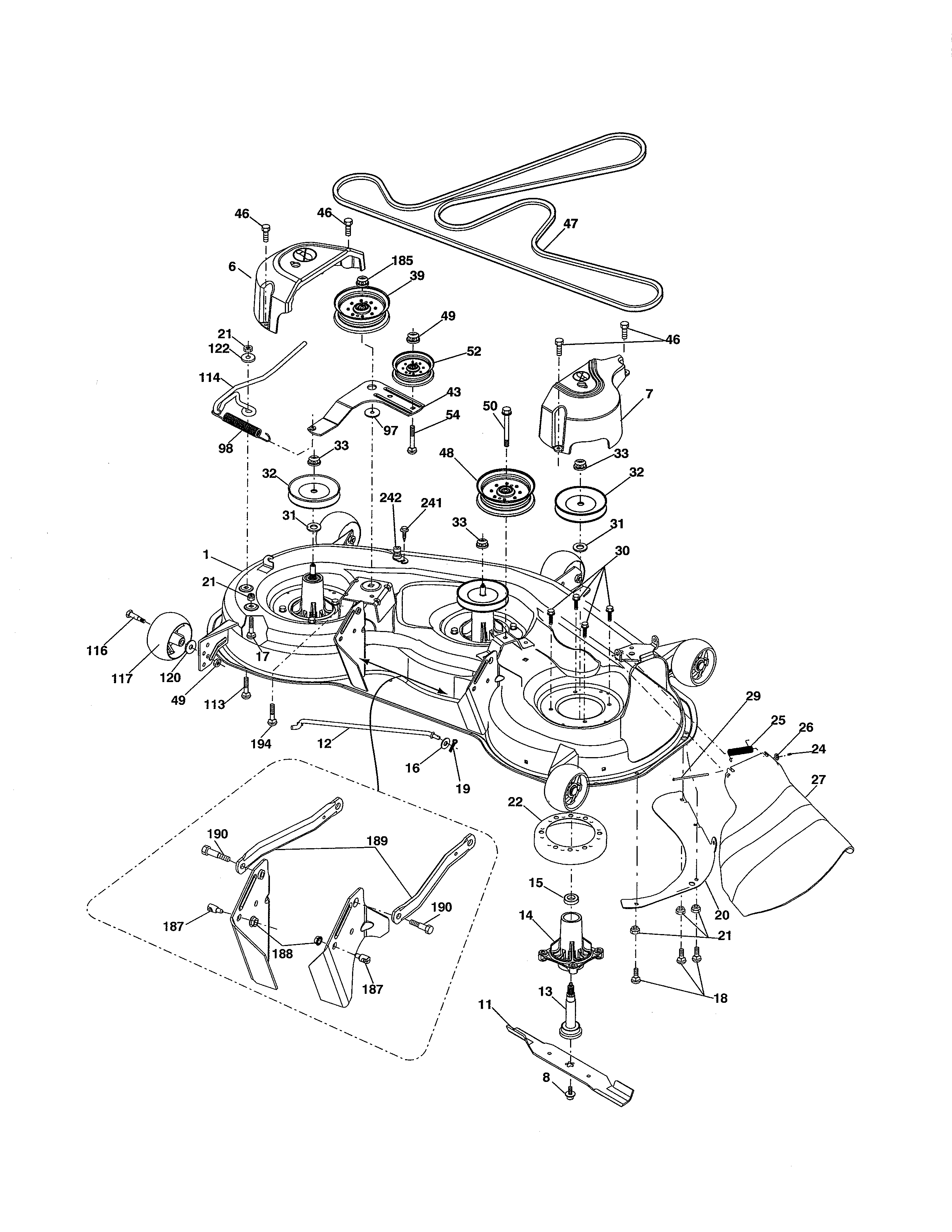 Dixon D25KH48 (96046002000) mower deck diagram