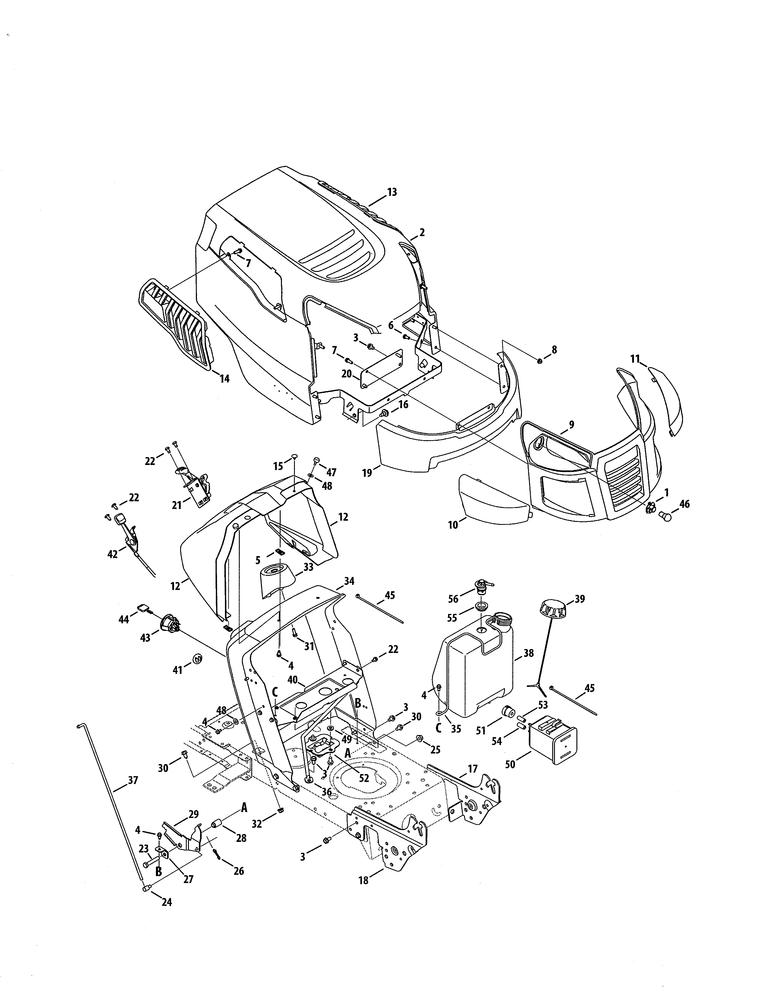 Craftsman 247288830 hood/bumper diagram