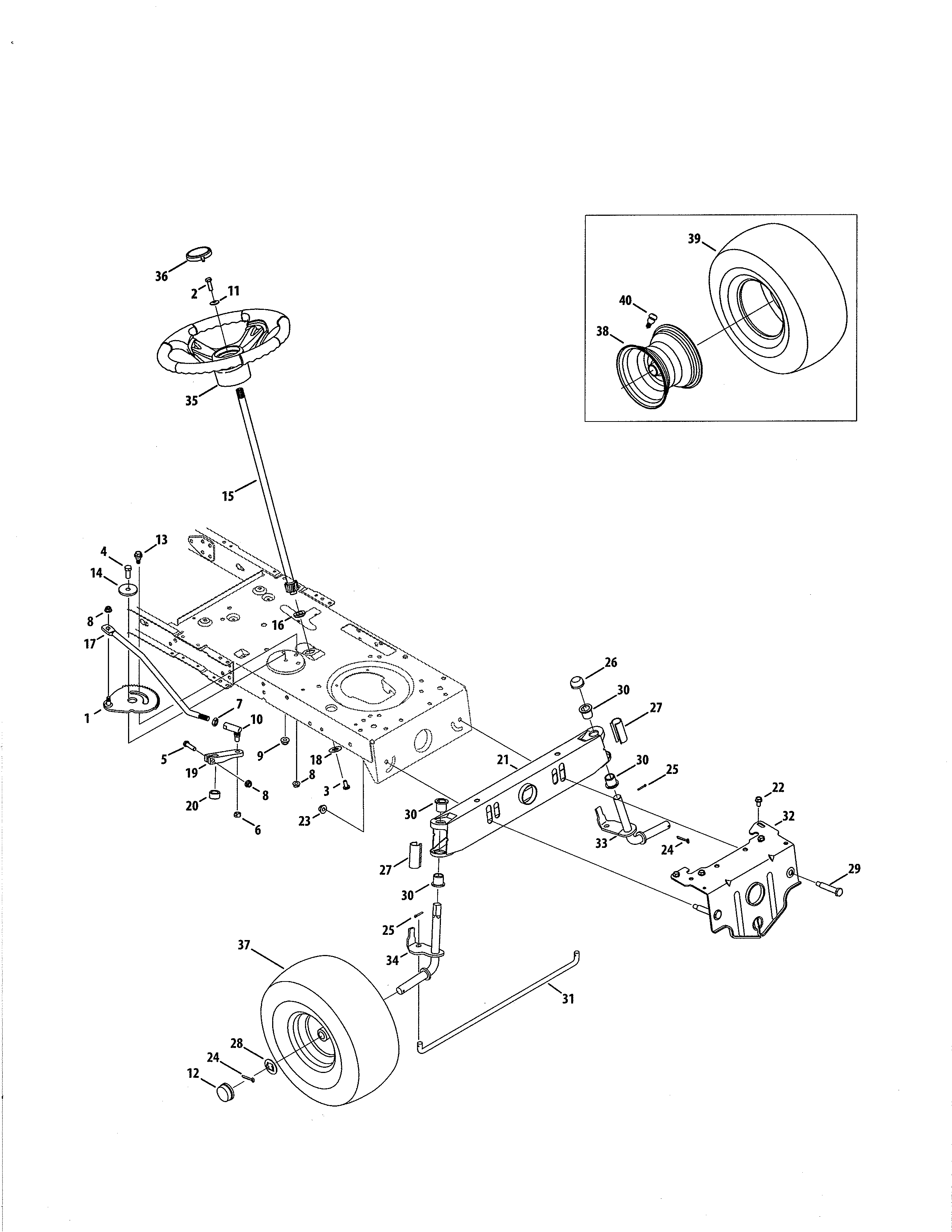 Craftsman 247288830 steering/wheels diagram