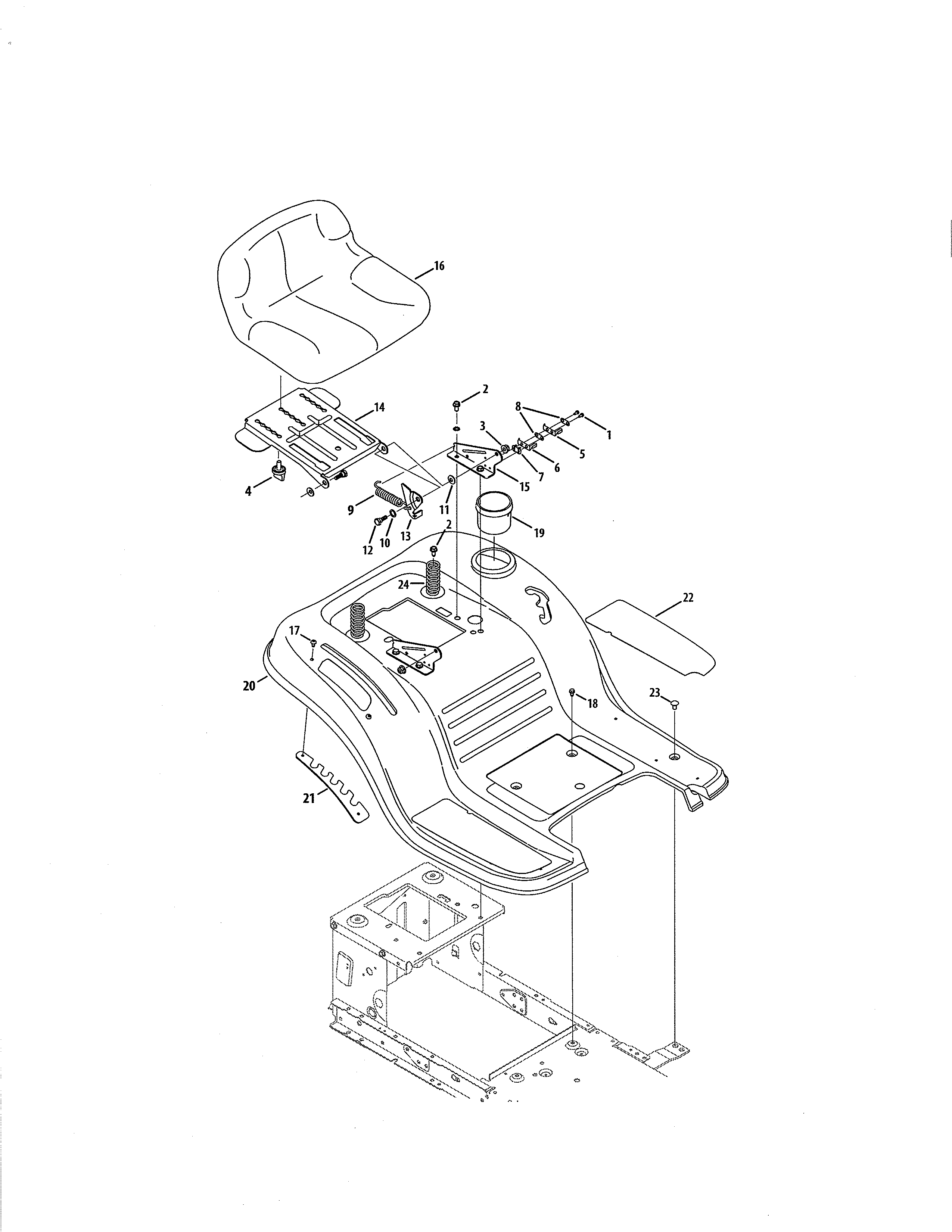 Craftsman 247288830 seat/fender diagram