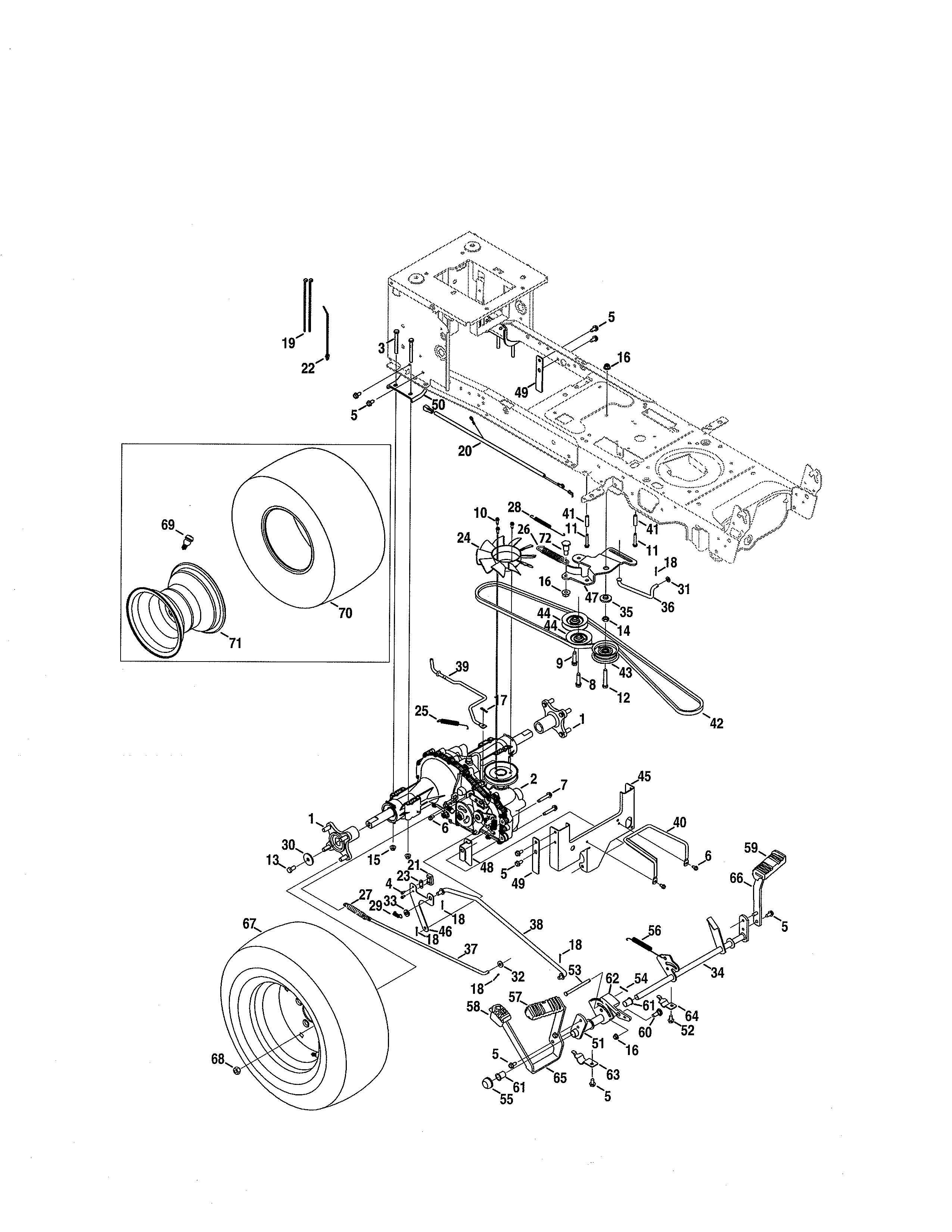Craftsman 247289841 drive & rear wheels diagram
