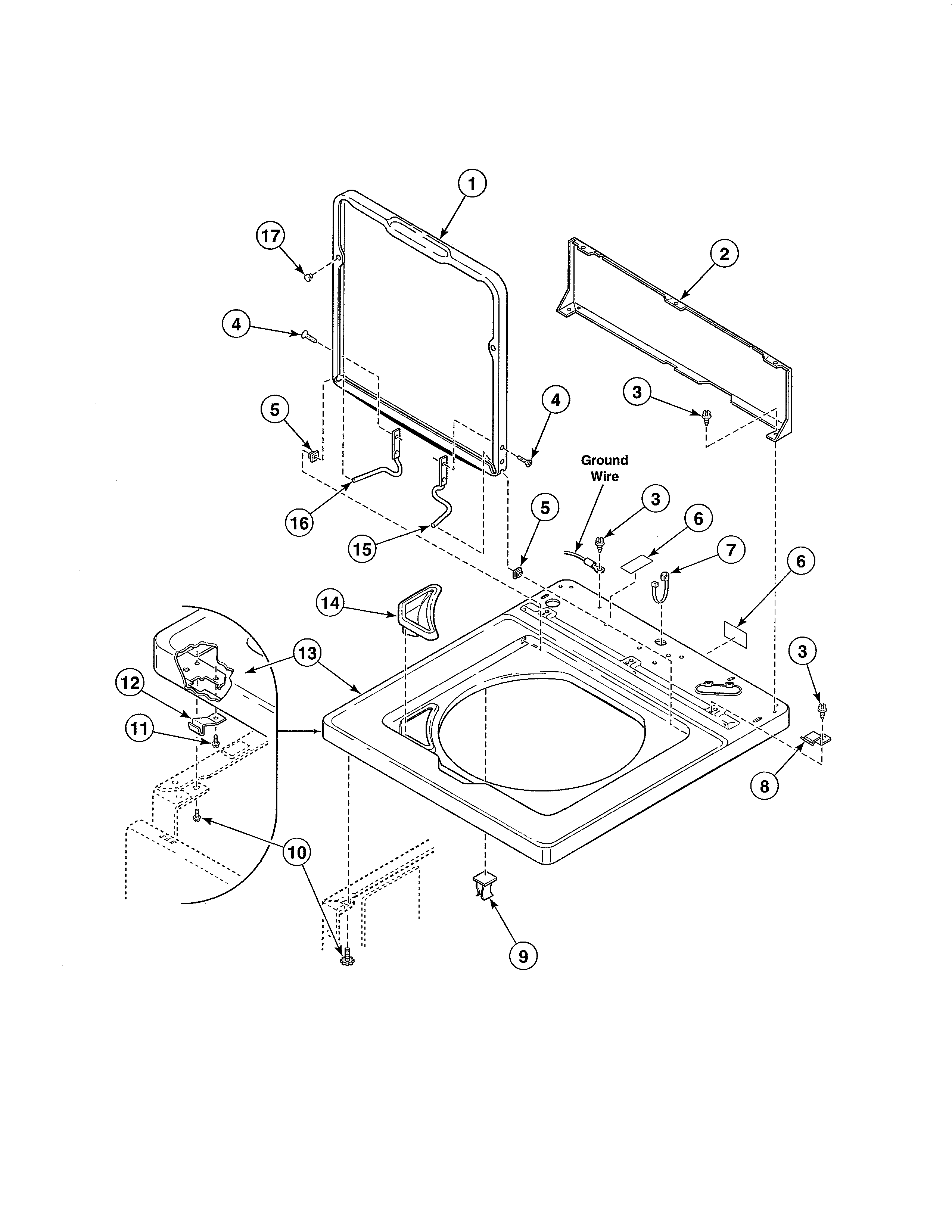 Alliance AWS01NW top/lid/hood back panel diagram