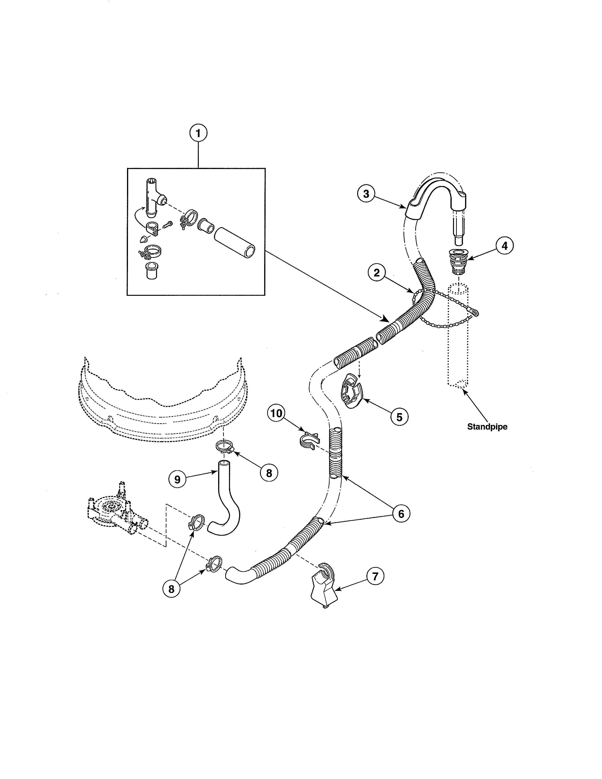 Alliance AWS01NW drain hose/siphon break kit diagram