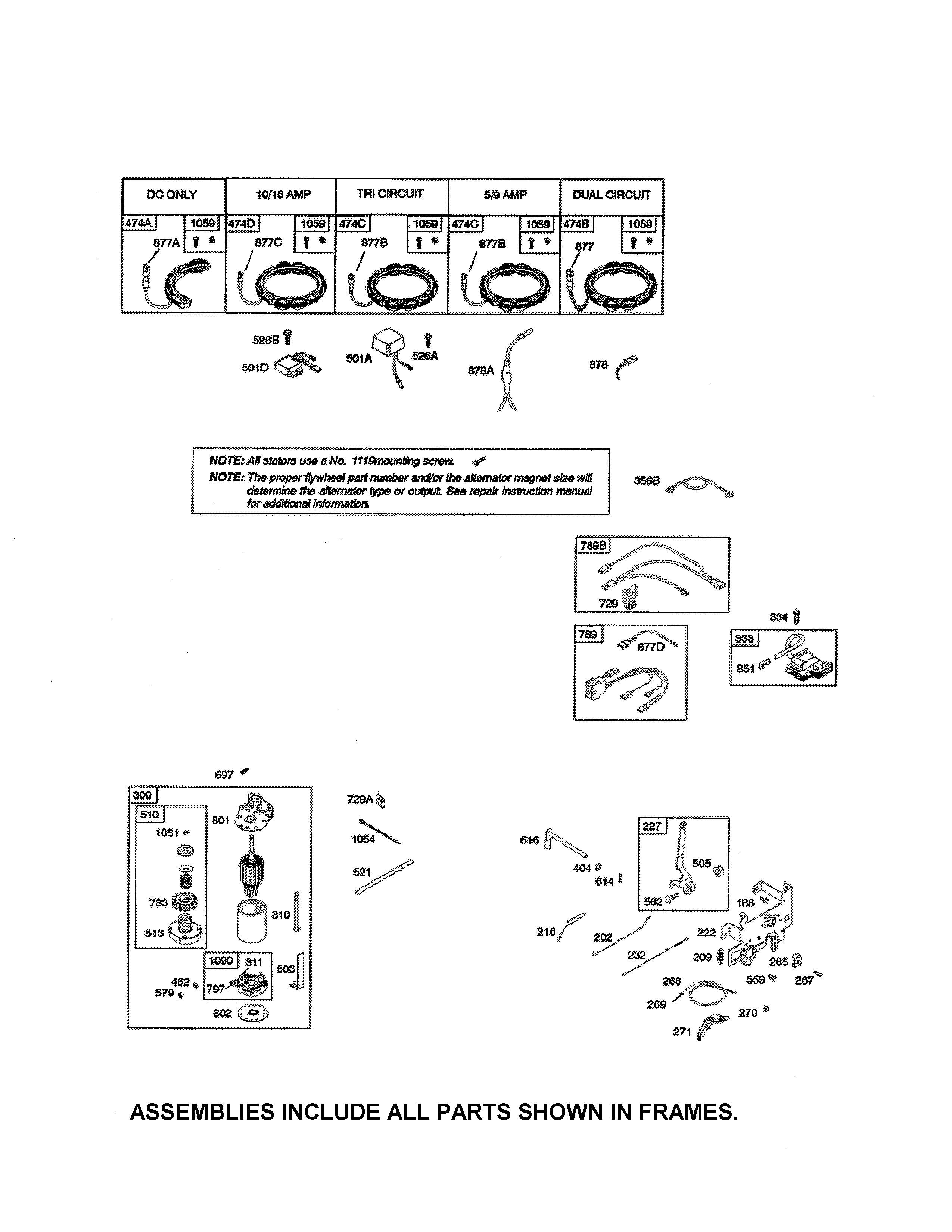 Ariens A175BG42 (96016002101) alternator/starter/ignition diagram