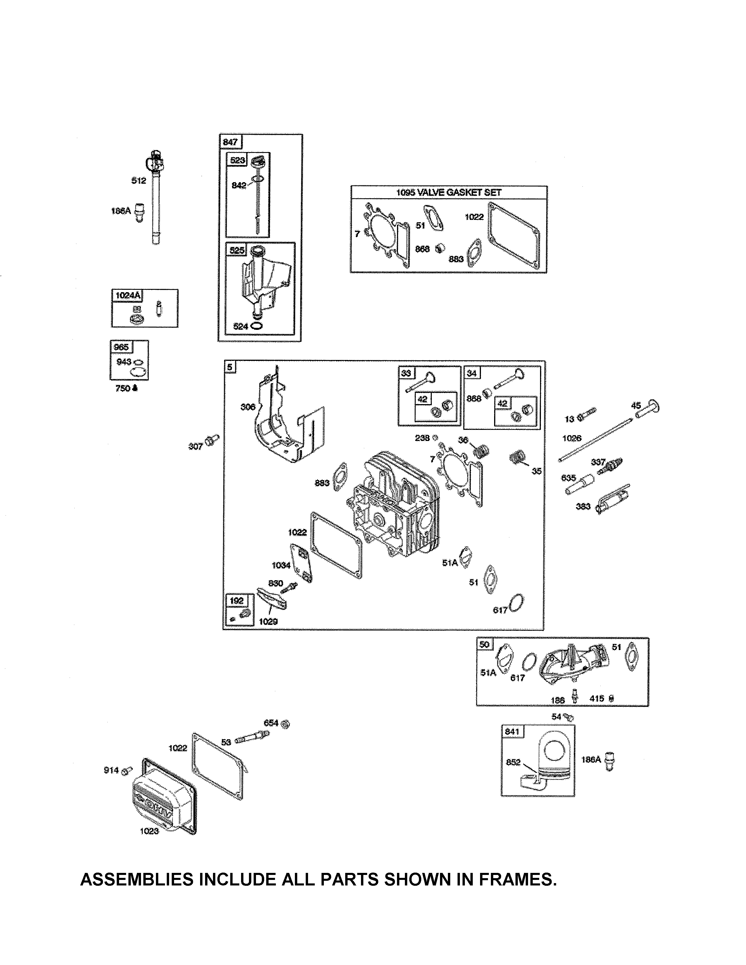 Ariens A175BG42 (96016002101) cylinder head/gasket set diagram