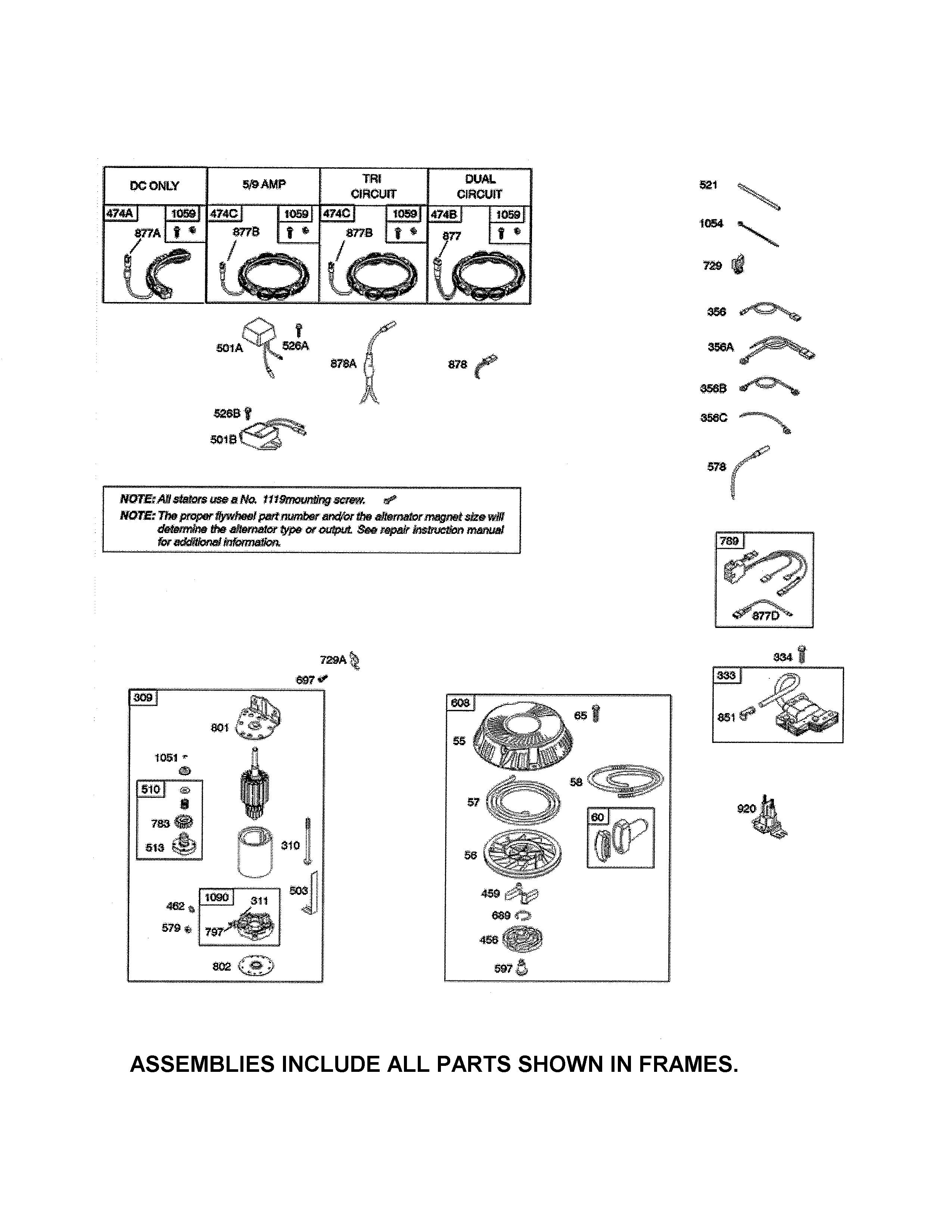 Poulan PXT12530 (96046001400) alternator/starter/ignition diagram