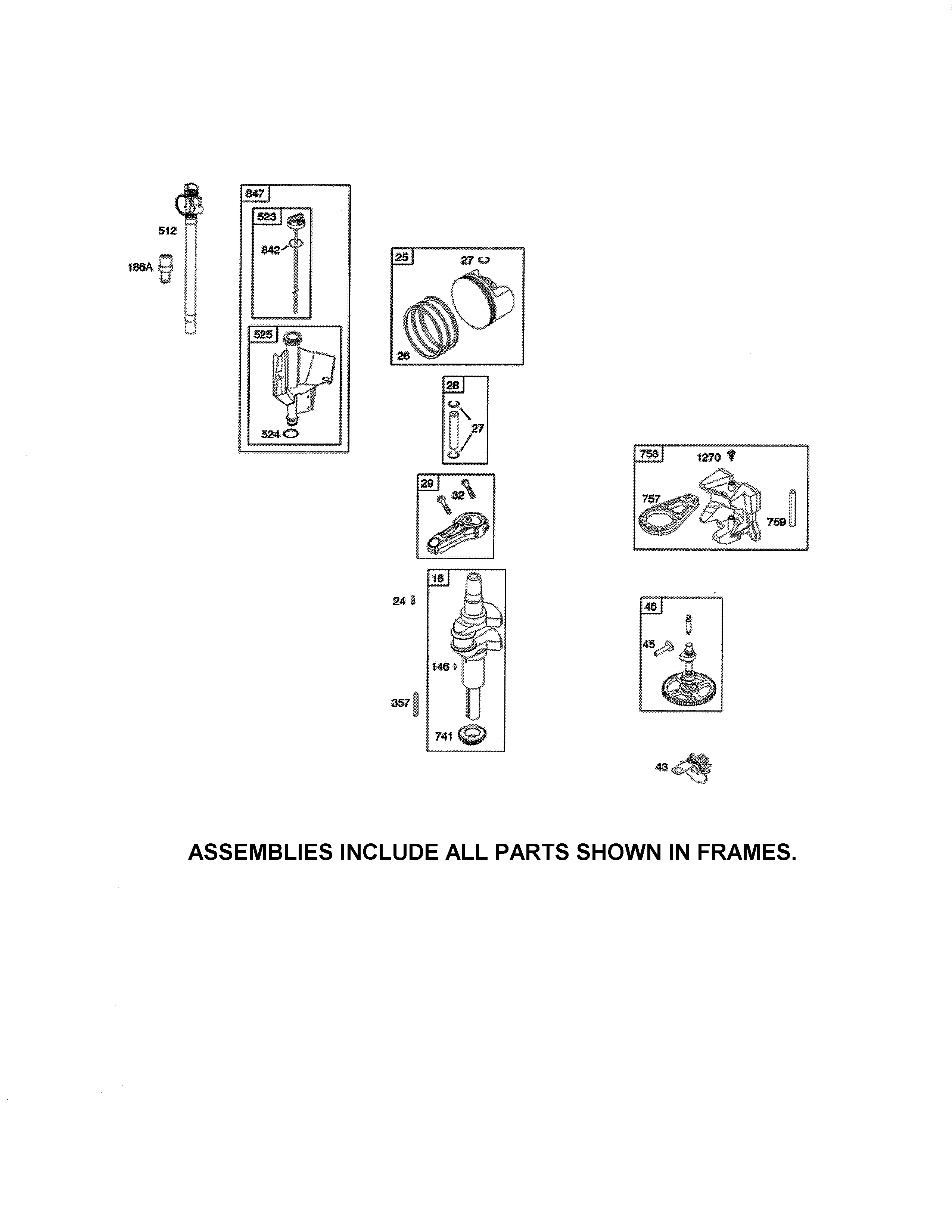 Poulan PXT12530 (96046001400) crankshaft/camshaft/piston diagram