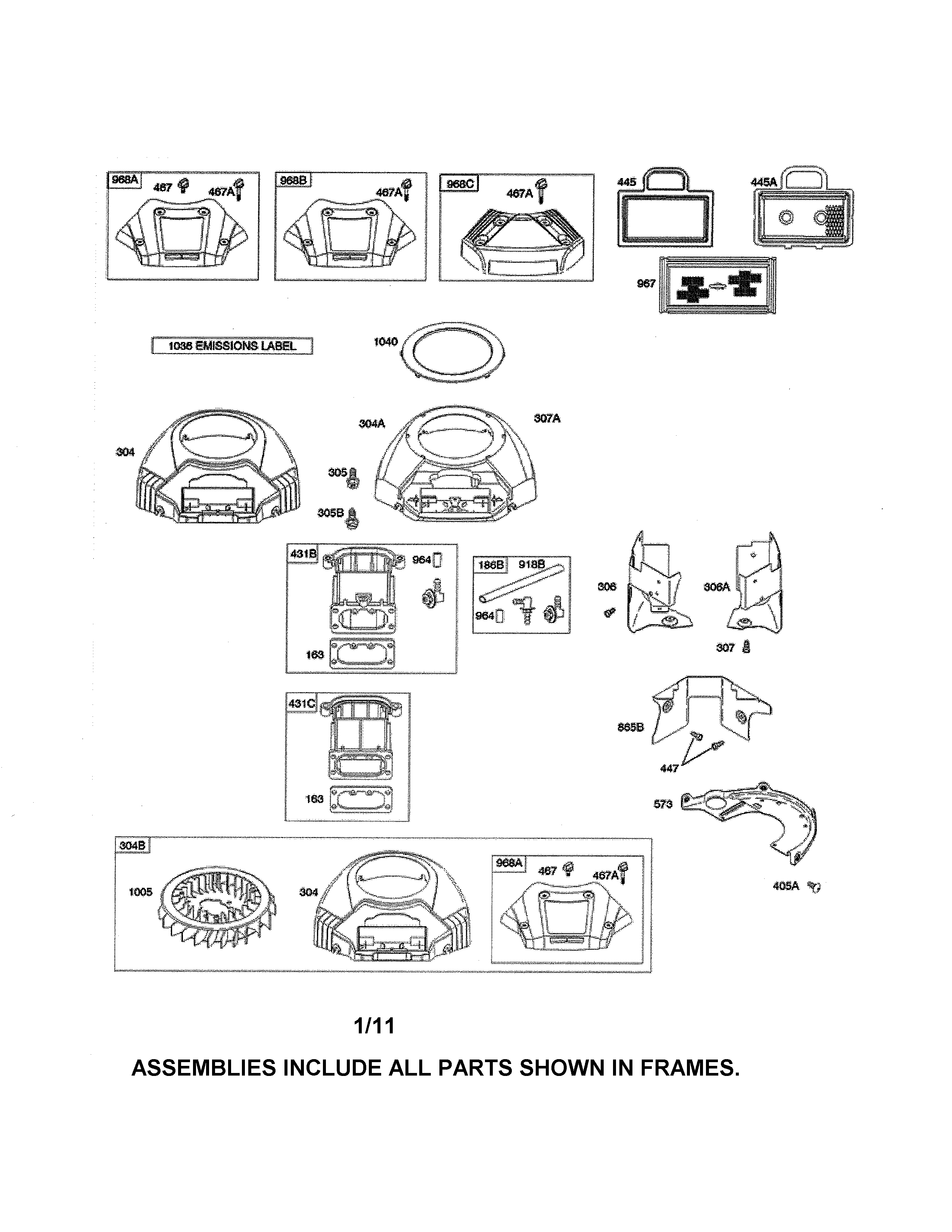 Ariens 936045 air cleaner/blower housing diagram