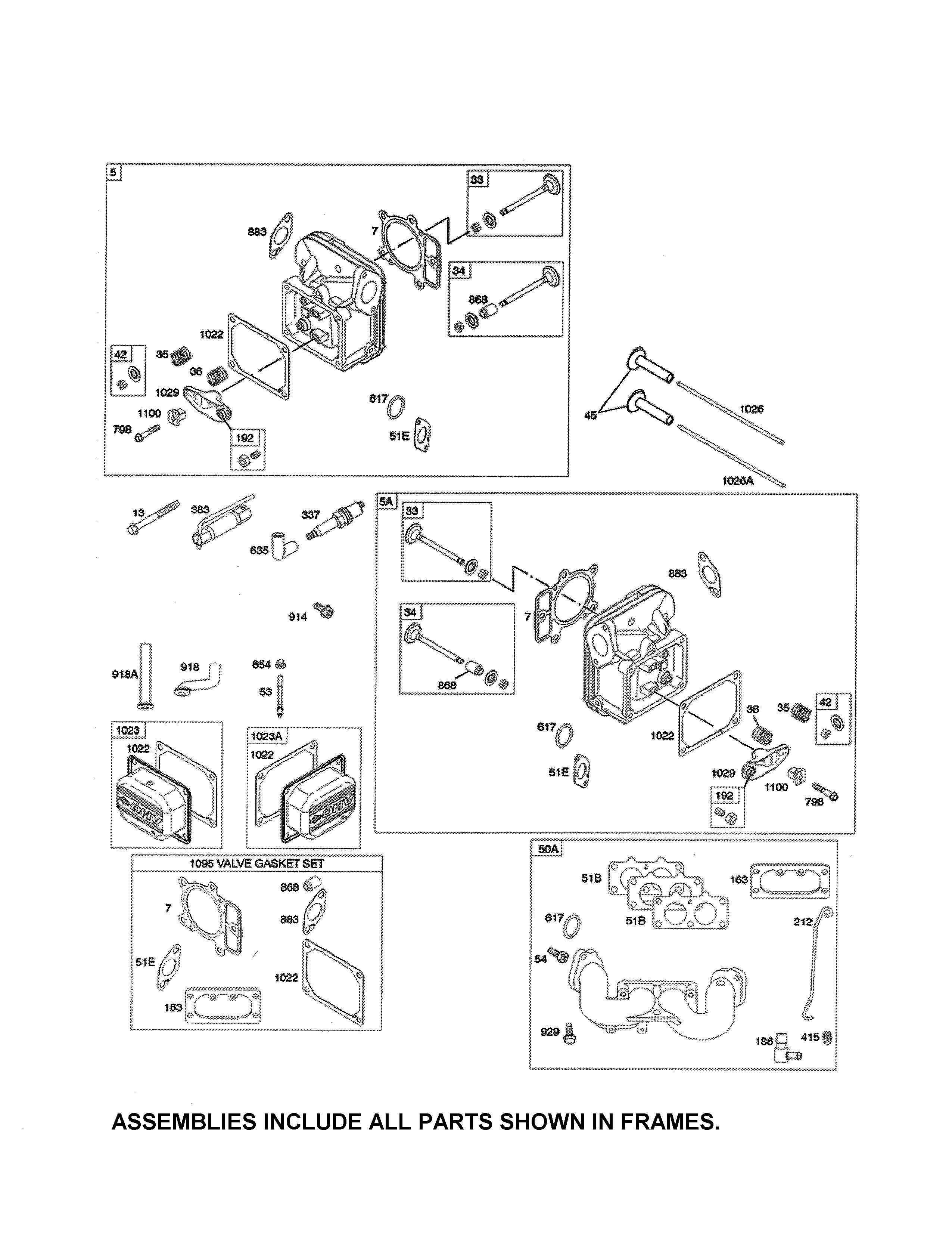Ariens 936045 cylinder head/gasket set diagram