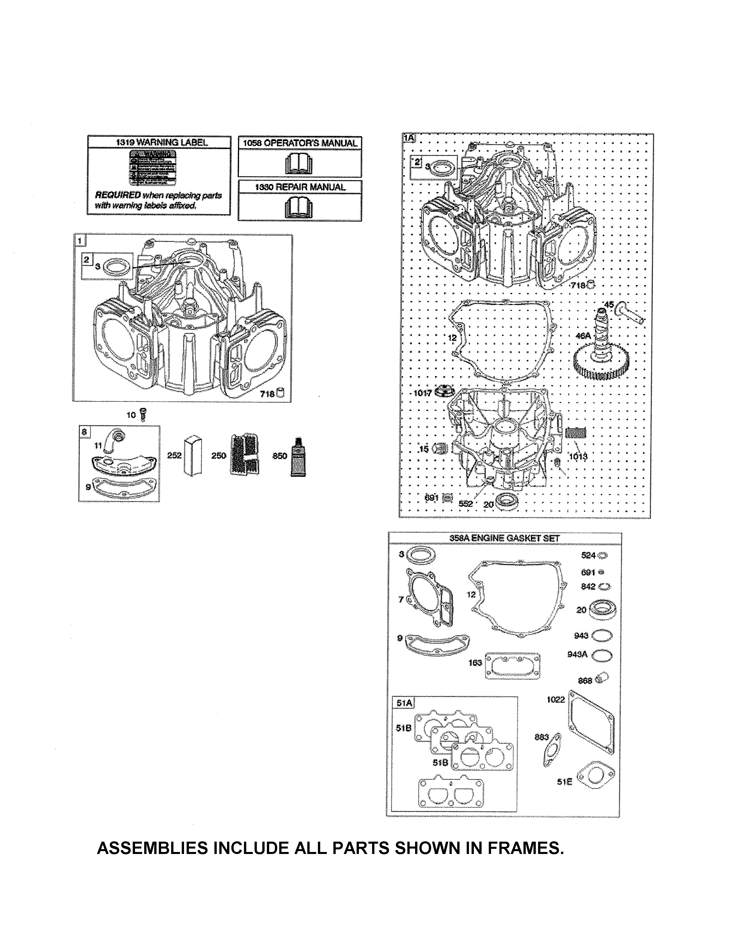 Ariens 936045 cylinder/sump diagram