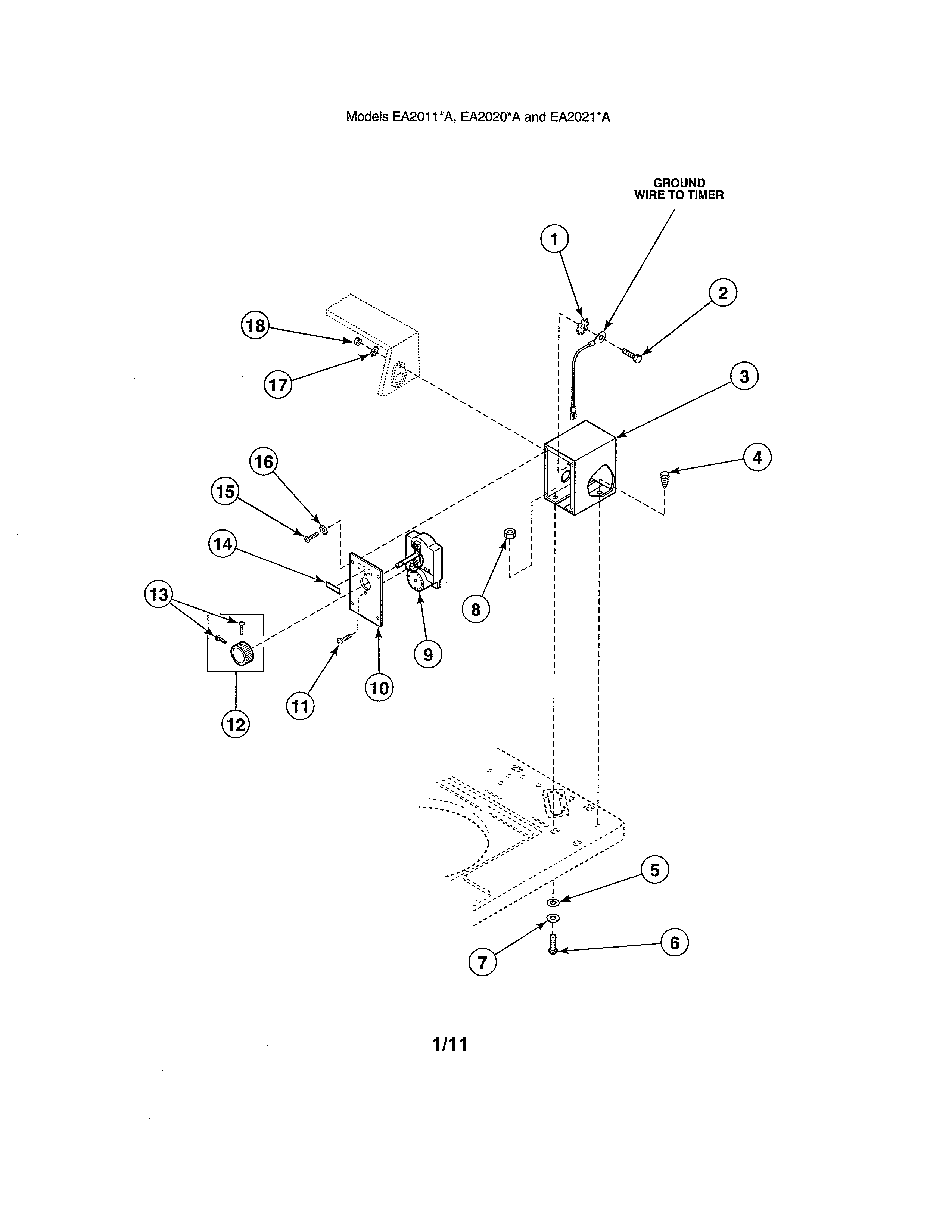 Alliance EA3820LA timer/case/plate diagram