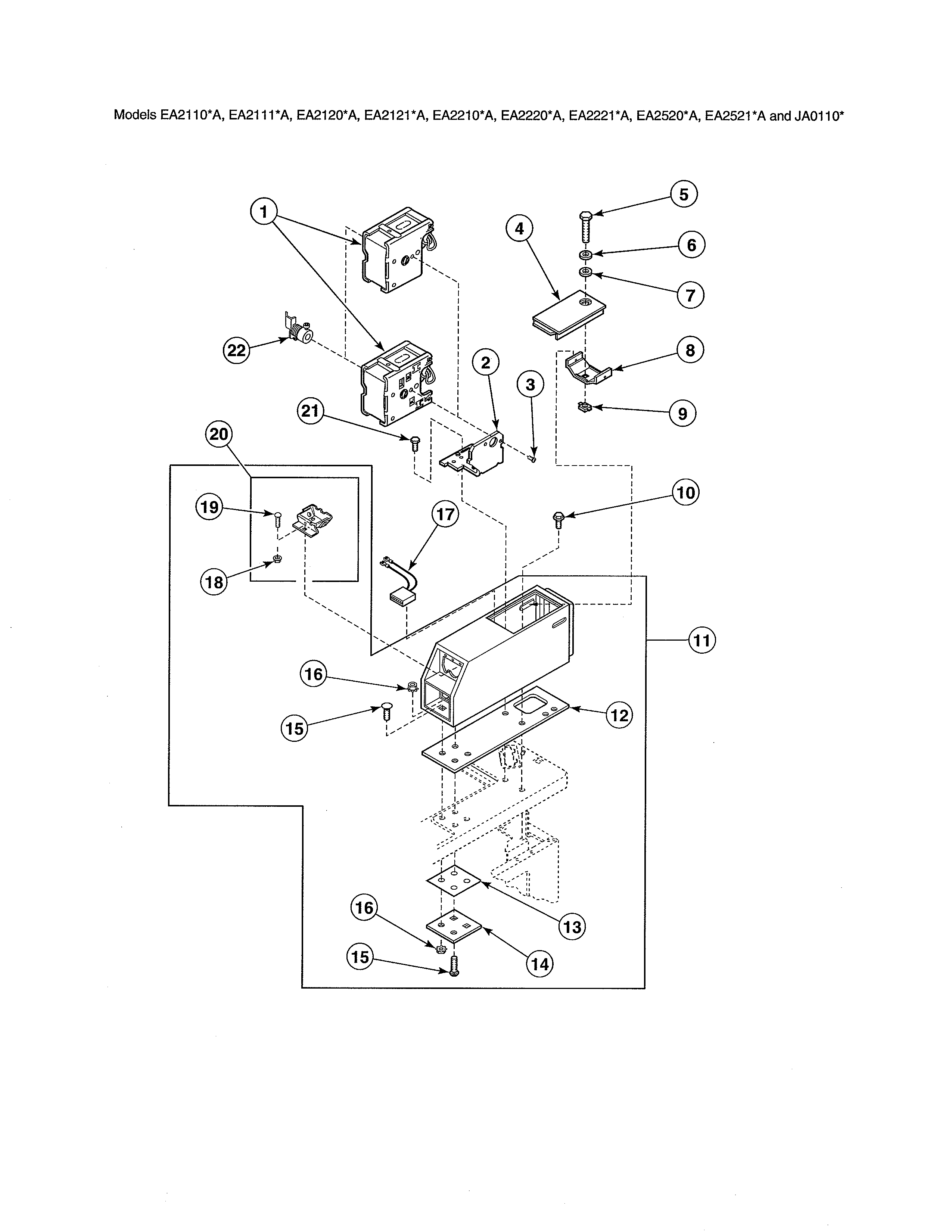 Alliance EA3820LA timer/meter case/service door diagram