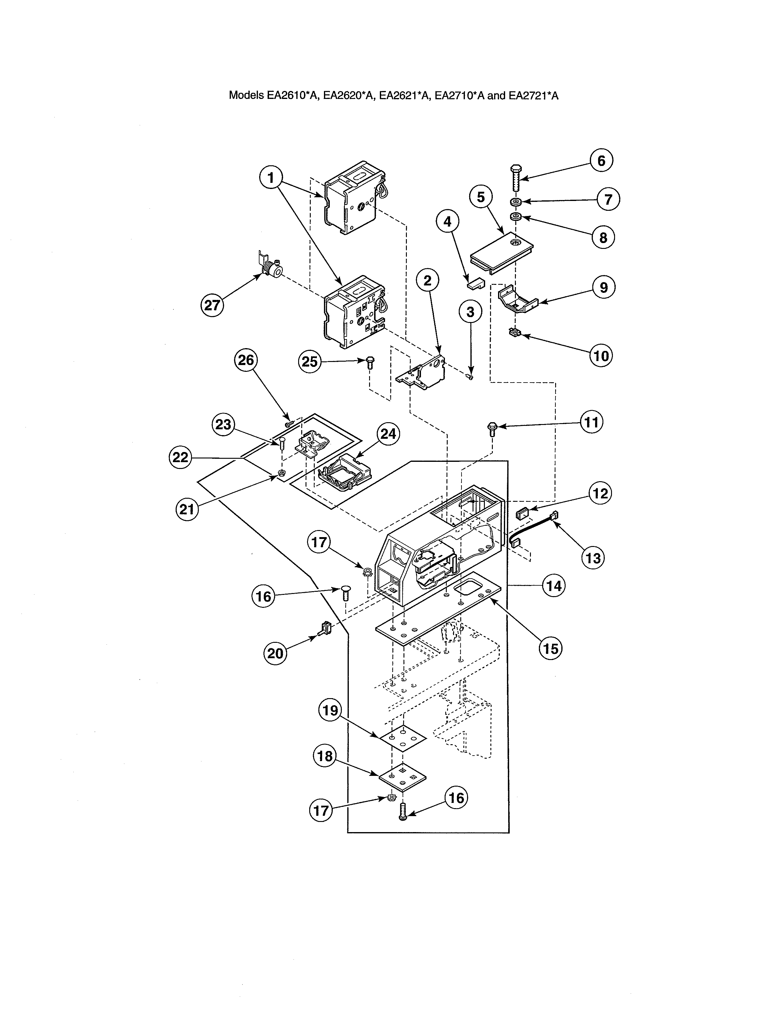 Alliance EA3820LA timer/meter case/service door diagram