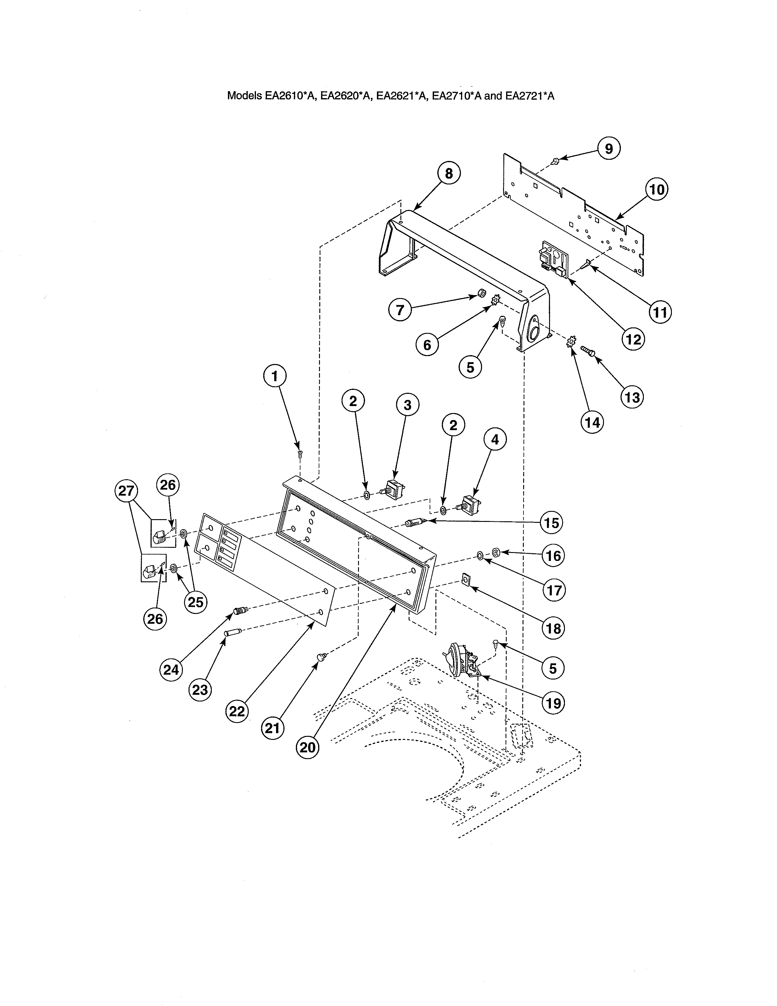 Alliance EA3820LA control panel & hood/controls diagram