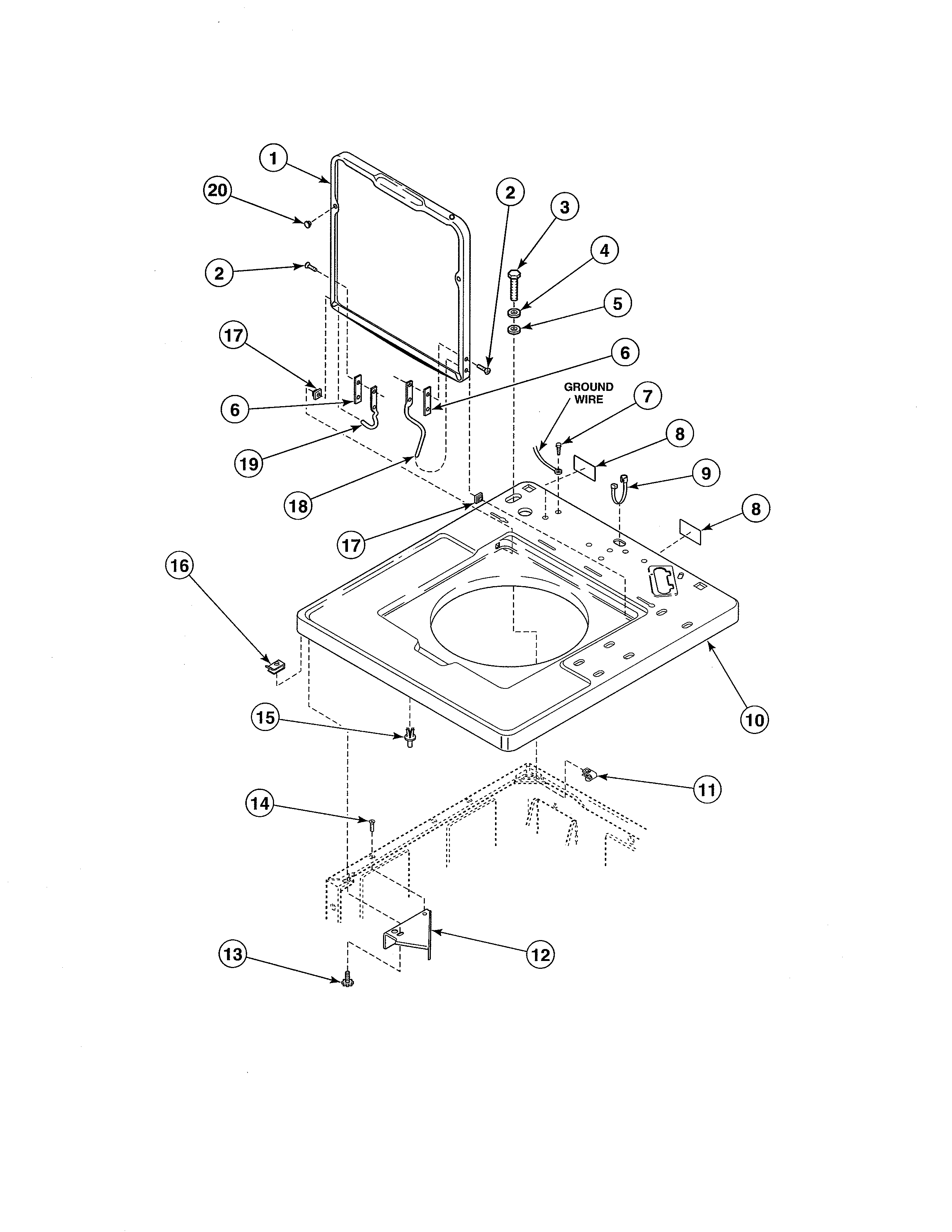 Alliance EA3820LA cabinet top/loading door diagram