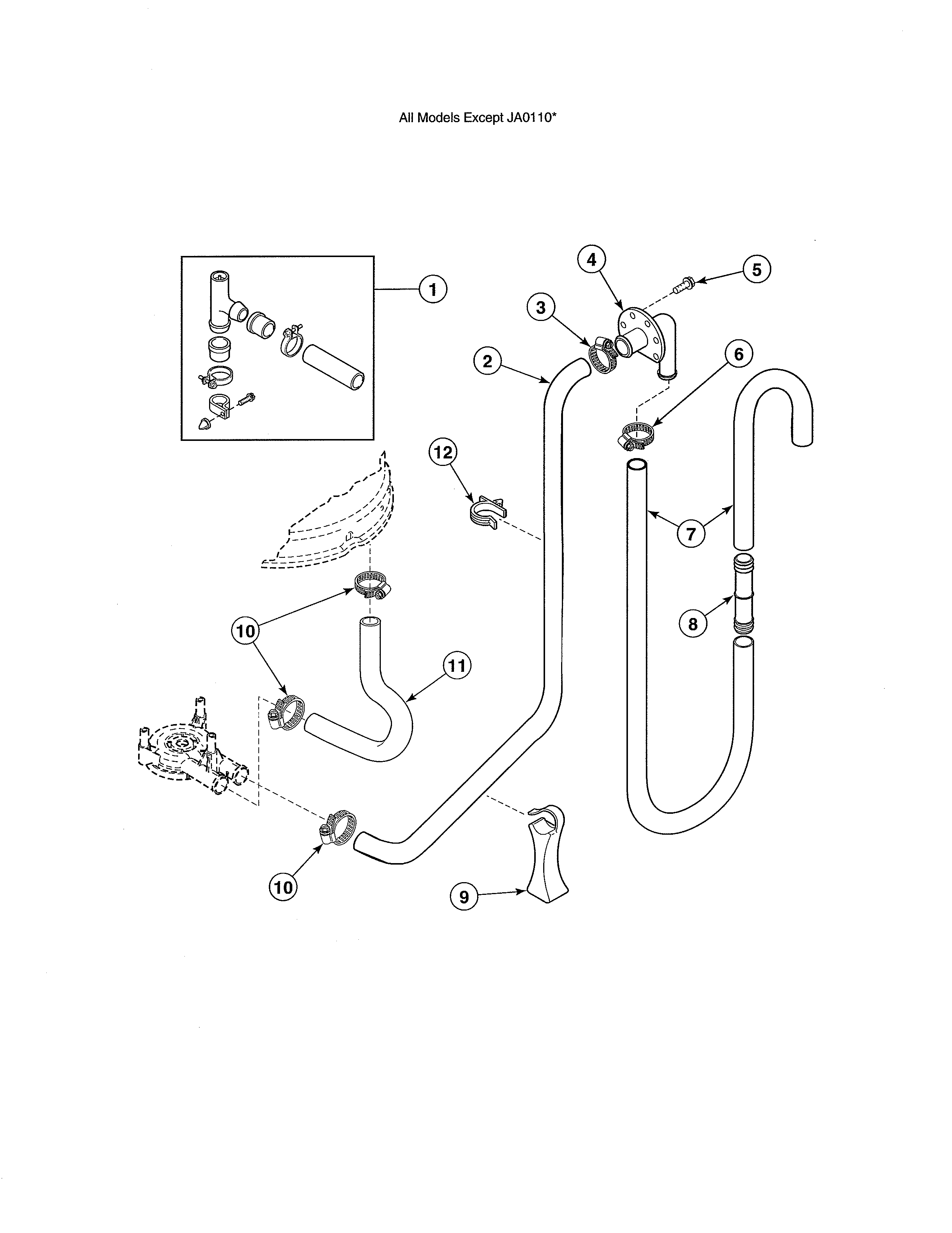Alliance EA3820LA hoses/siphon break kit diagram