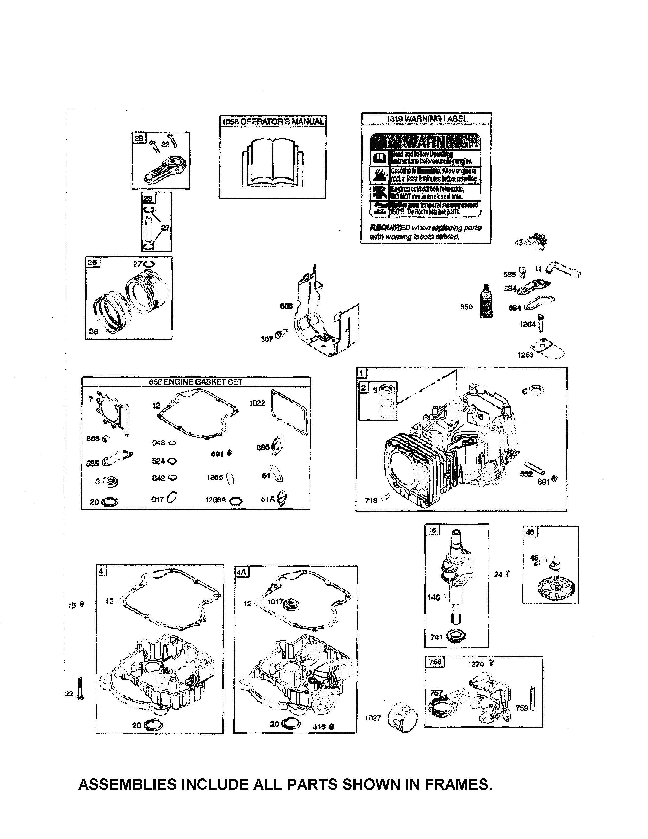 Poulan PXT195G42 (96046002200) cylinder/crankshaft/sump diagram
