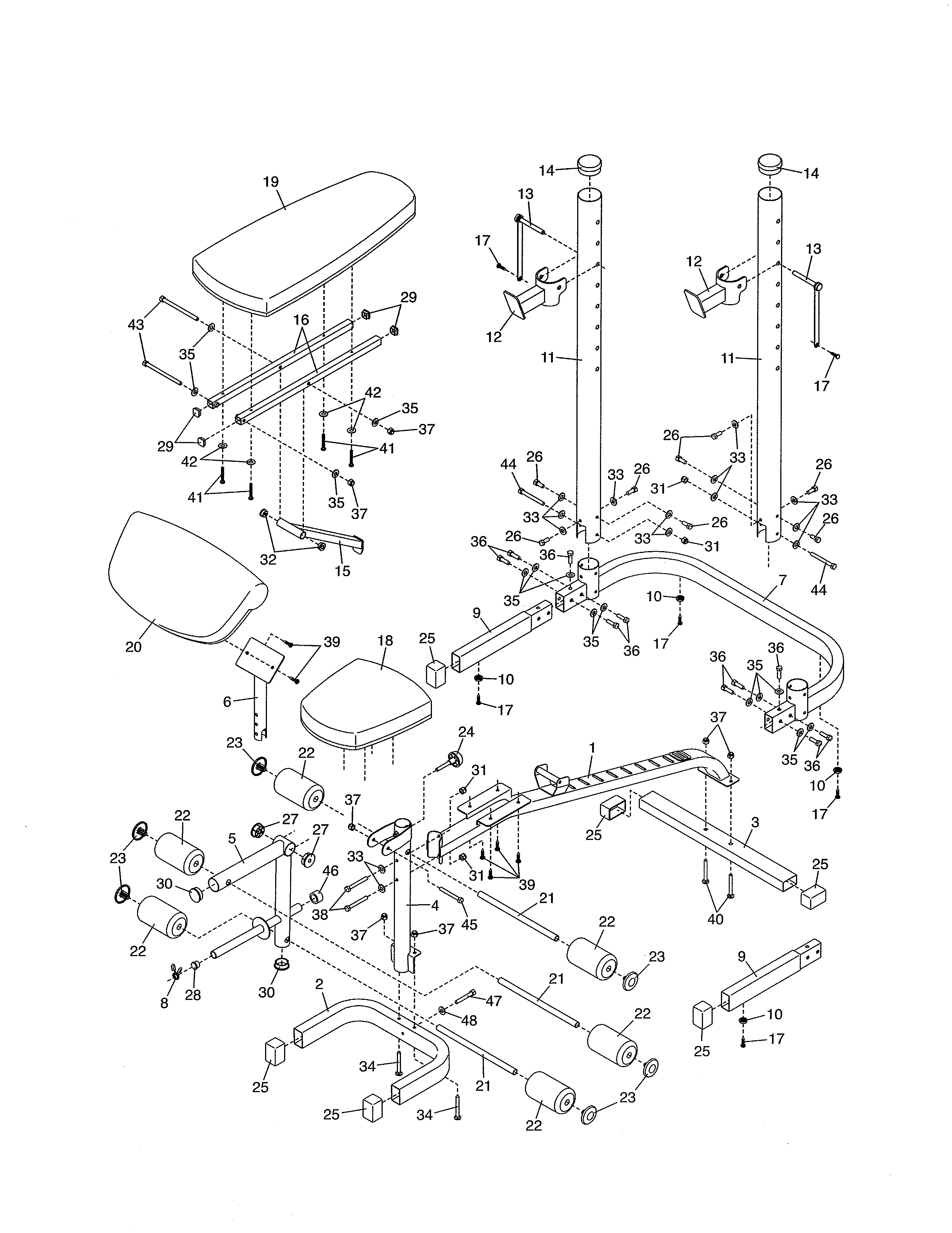 Weider 831159252 weight bench diagram