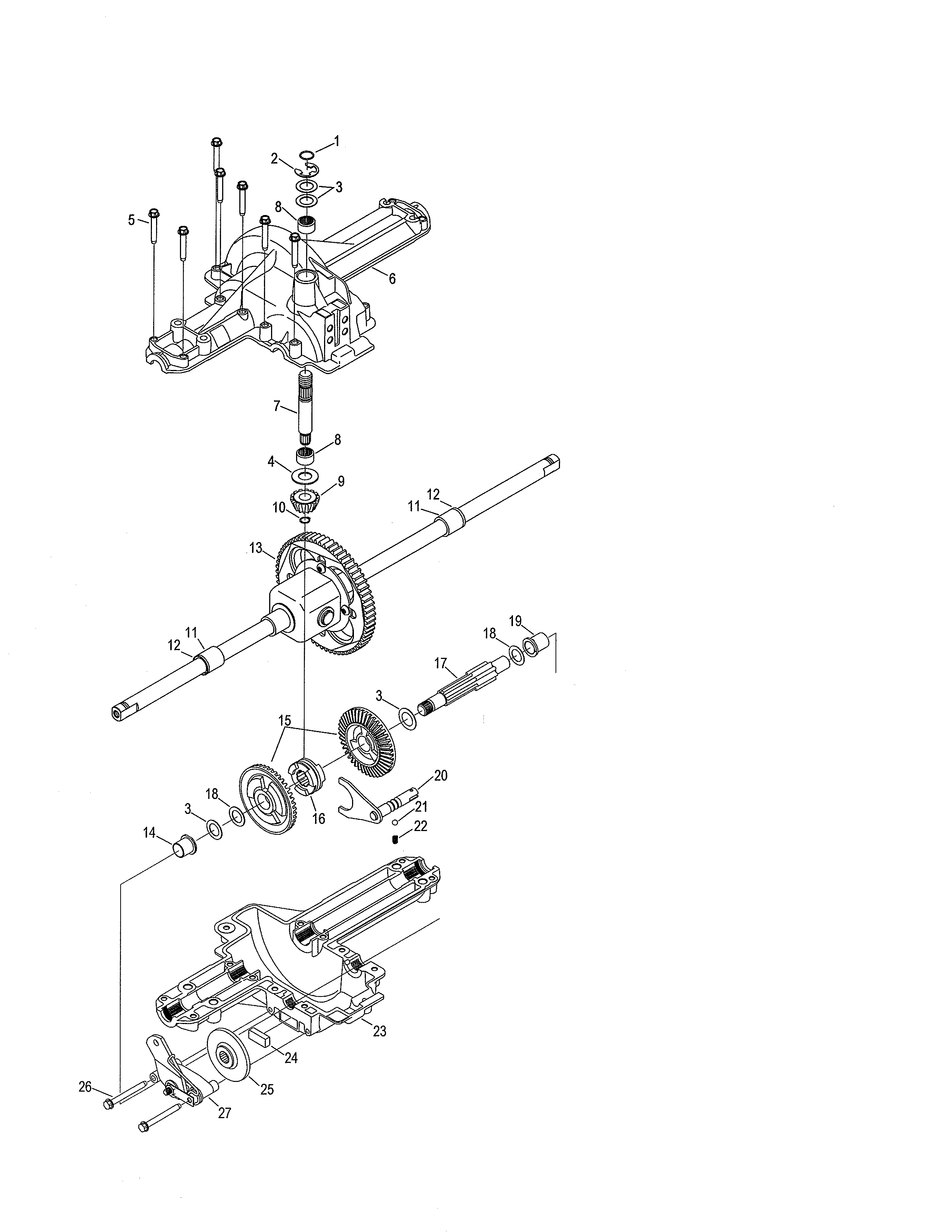 Toro 13BX60RG744 single-speed transmission diagram