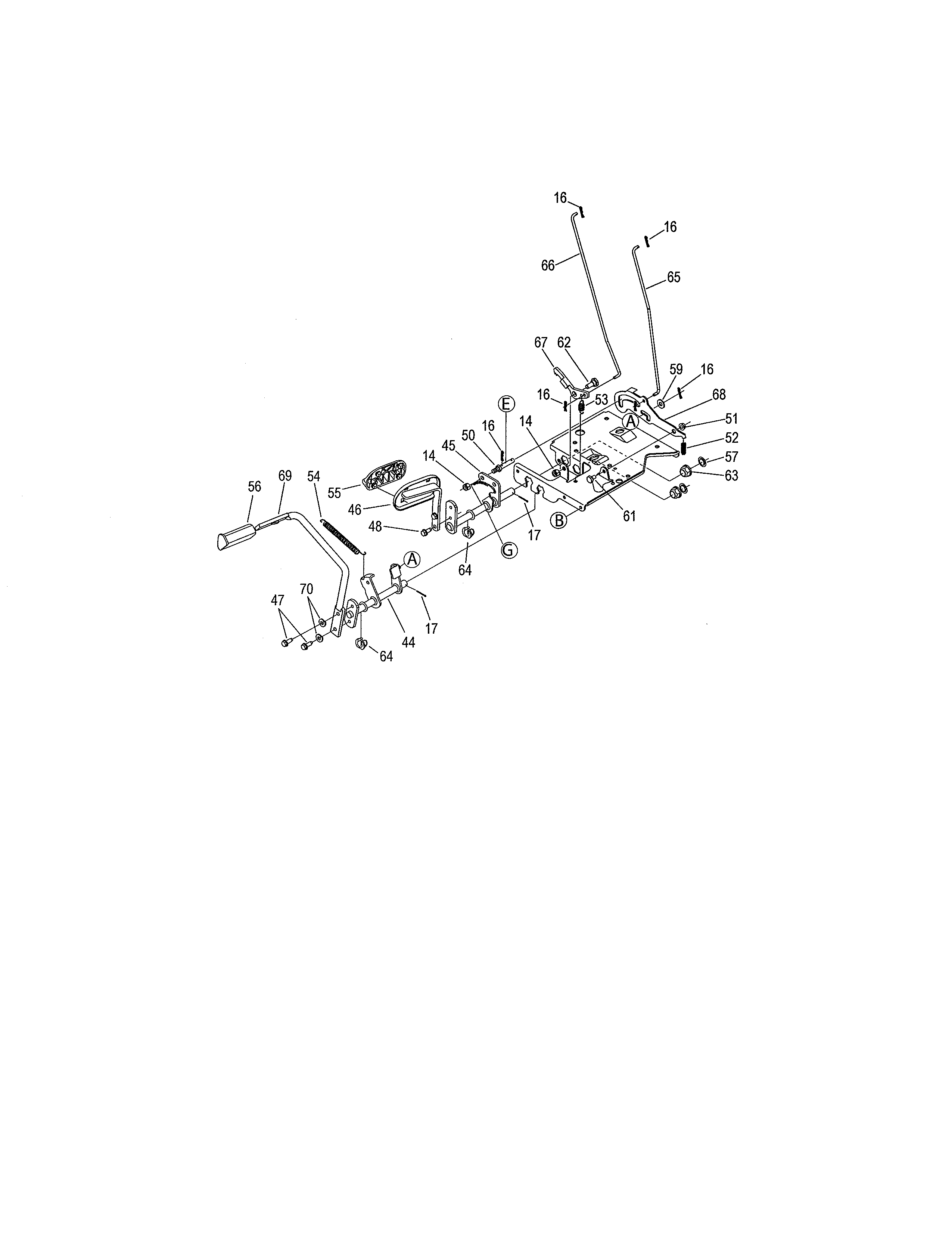 Toro 13BX60RG744 brake/traction pedal diagram