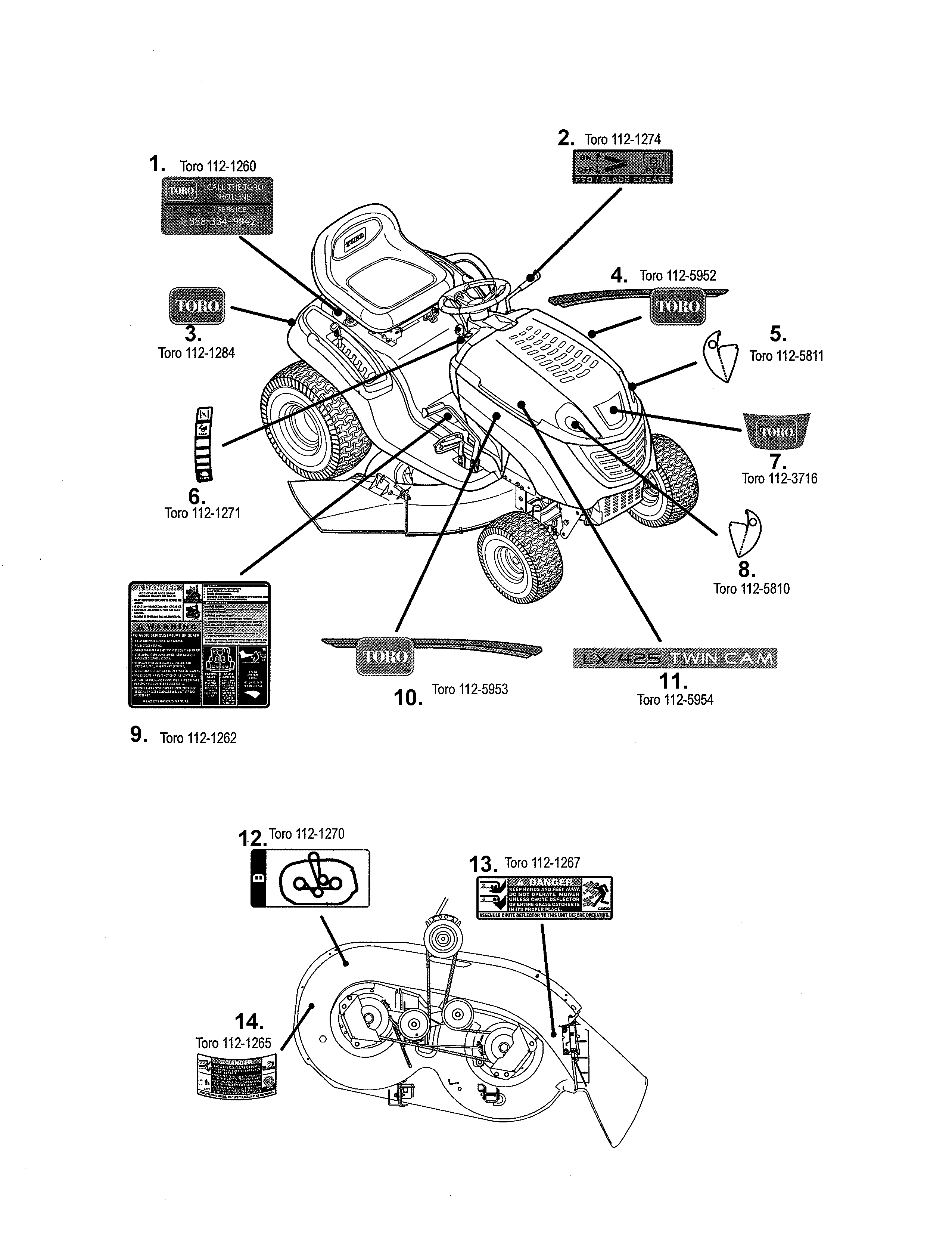Toro 13BX60RG744 decals diagram