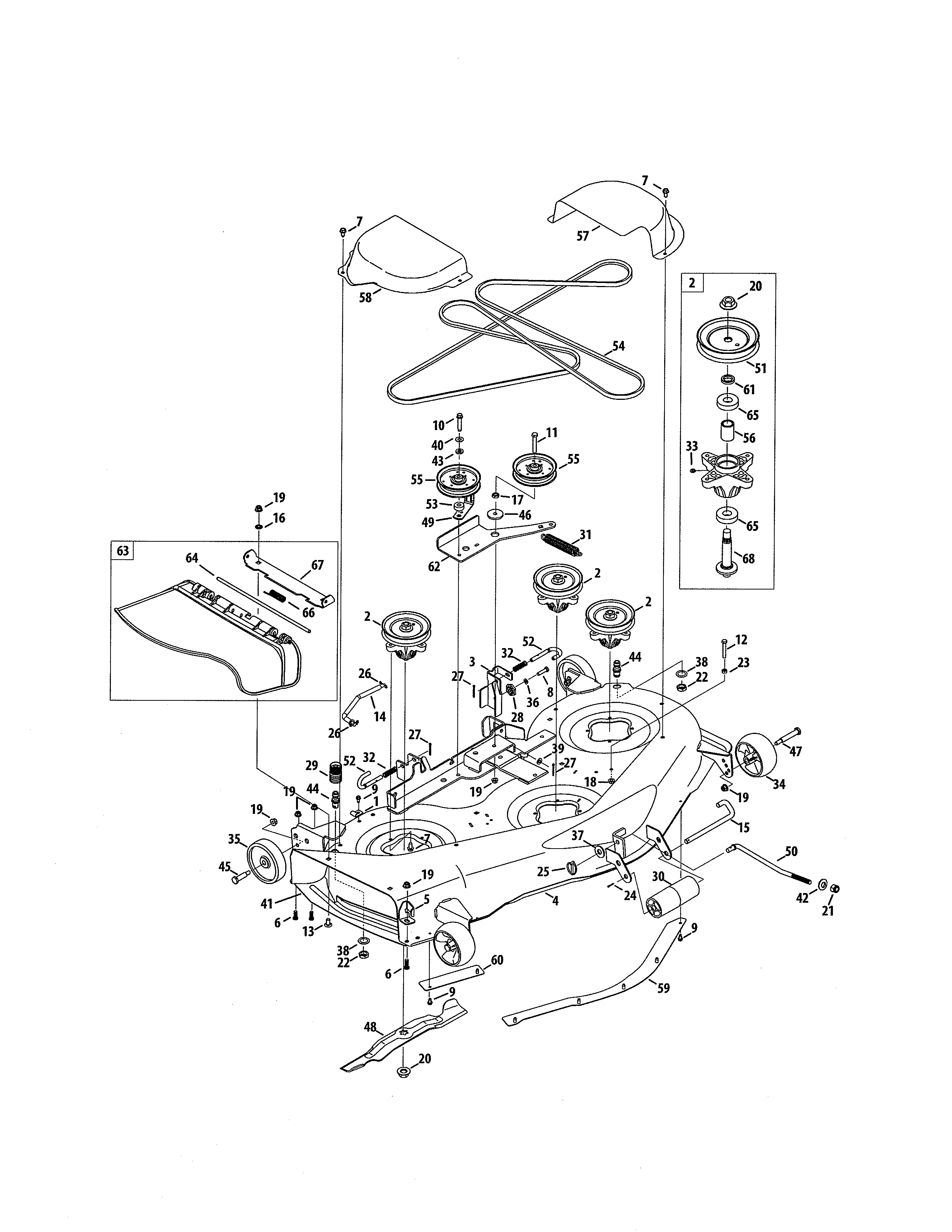 Cub Cadet 13WF91AP056 50" deck diagram